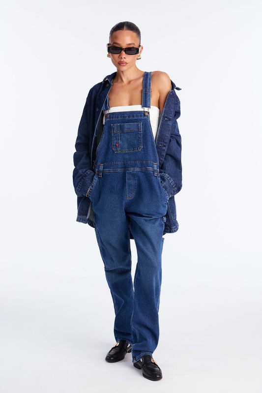 Dickies Denim Boyfriend Overalls - Stone Blue Wash