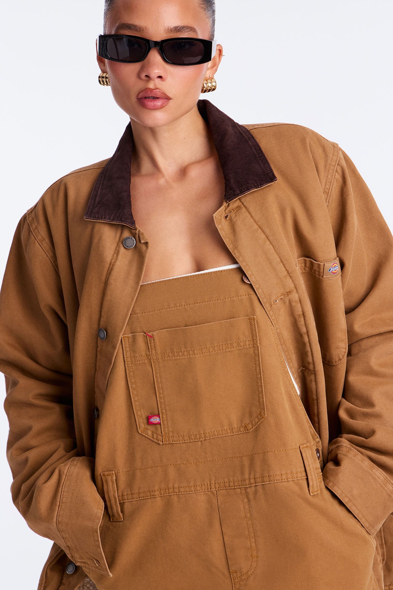 Dickies Relaxed Denim Overalls - Brown