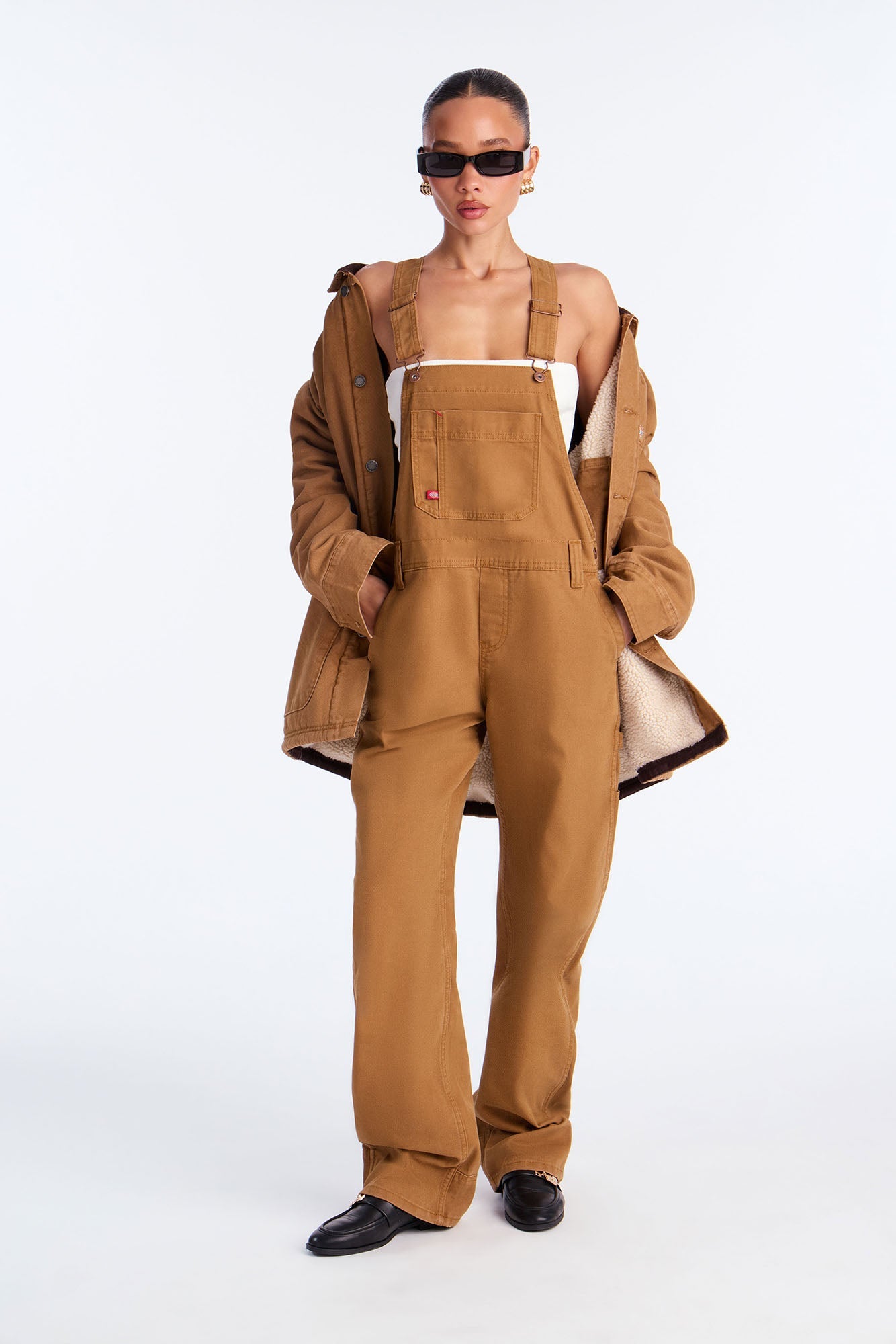 Dickies Relaxed Denim Overalls - Brown
