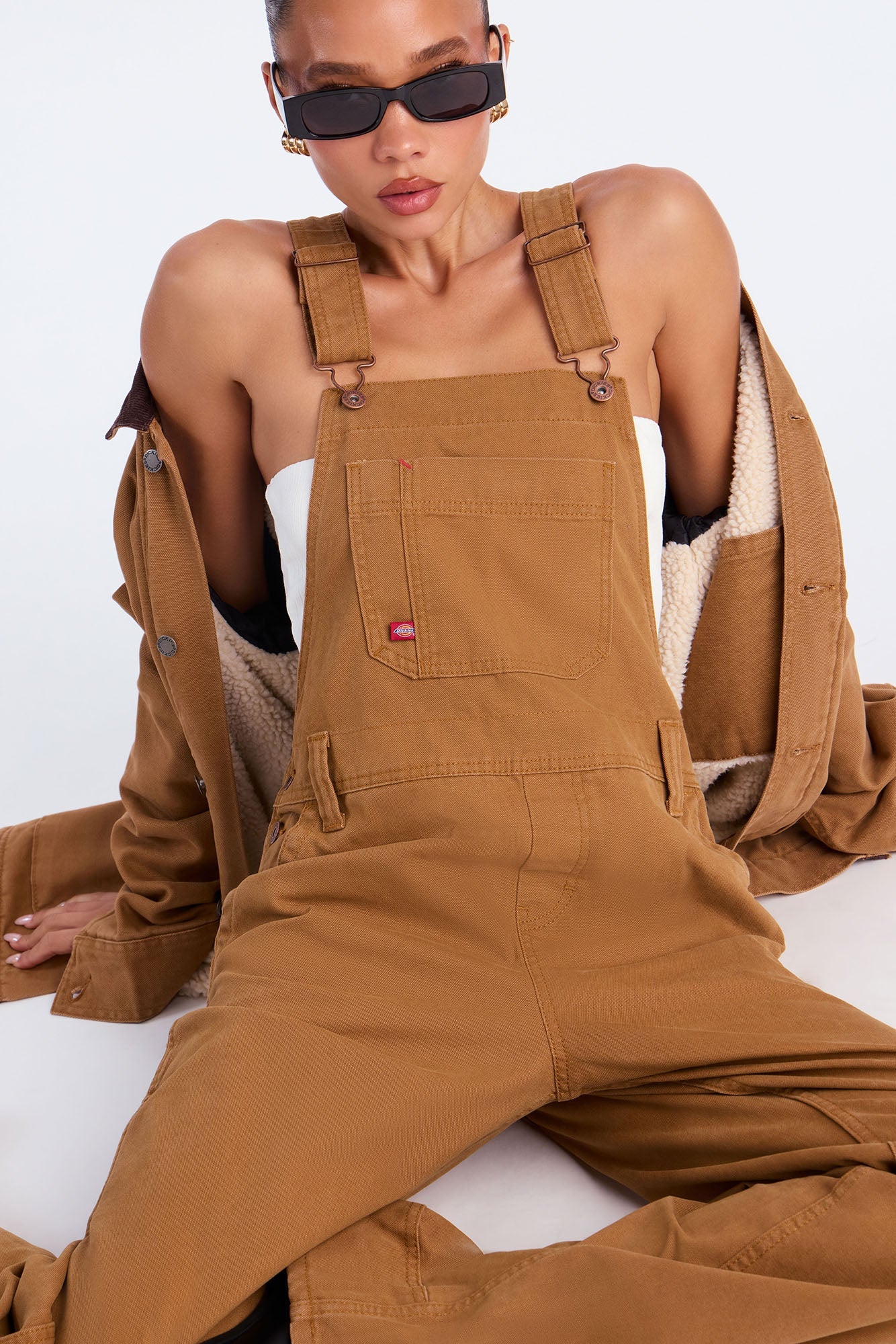 Dickies Relaxed Denim Overalls - Brown