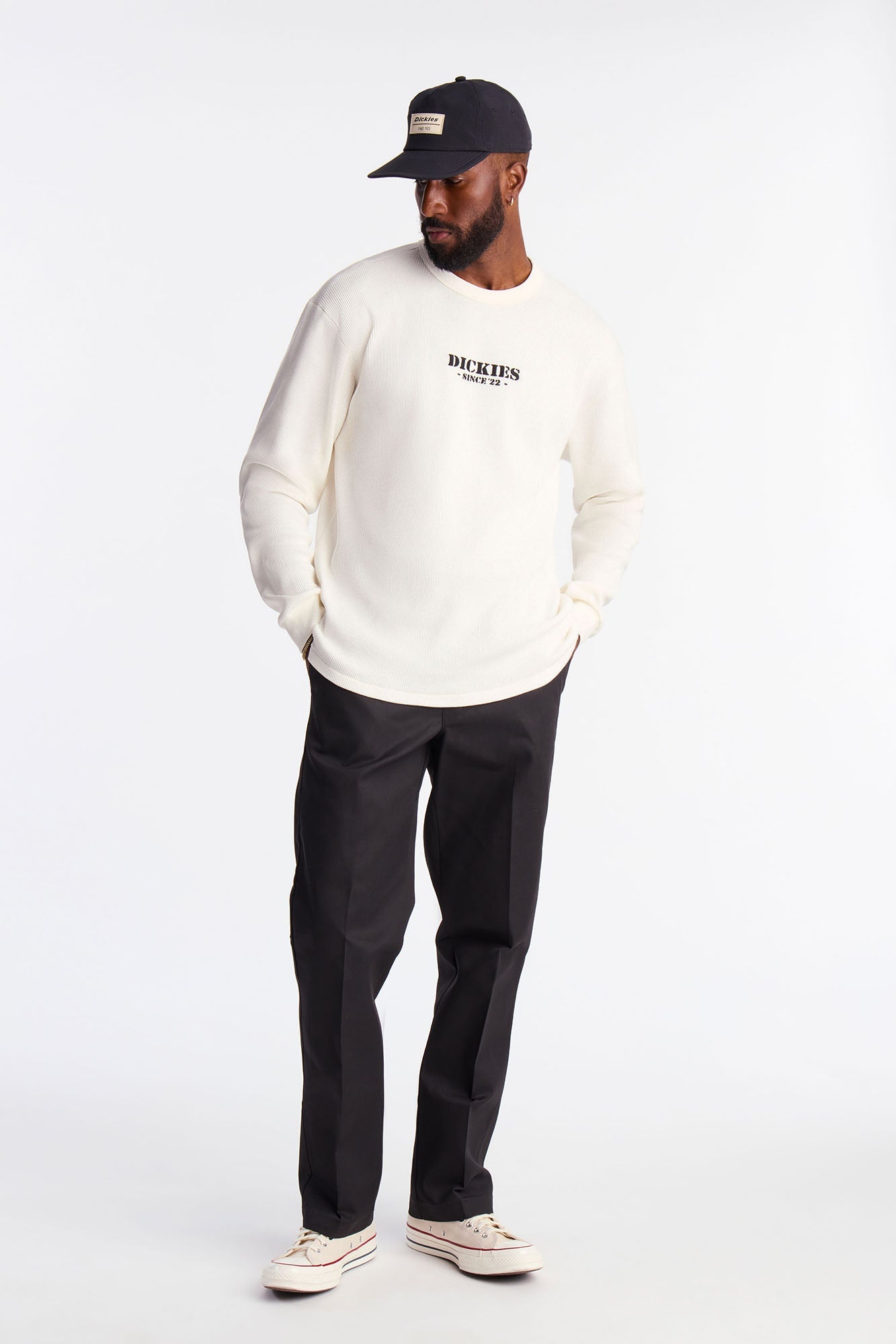 Dickies Logo Thermal Long Sleeve Tee - Off White