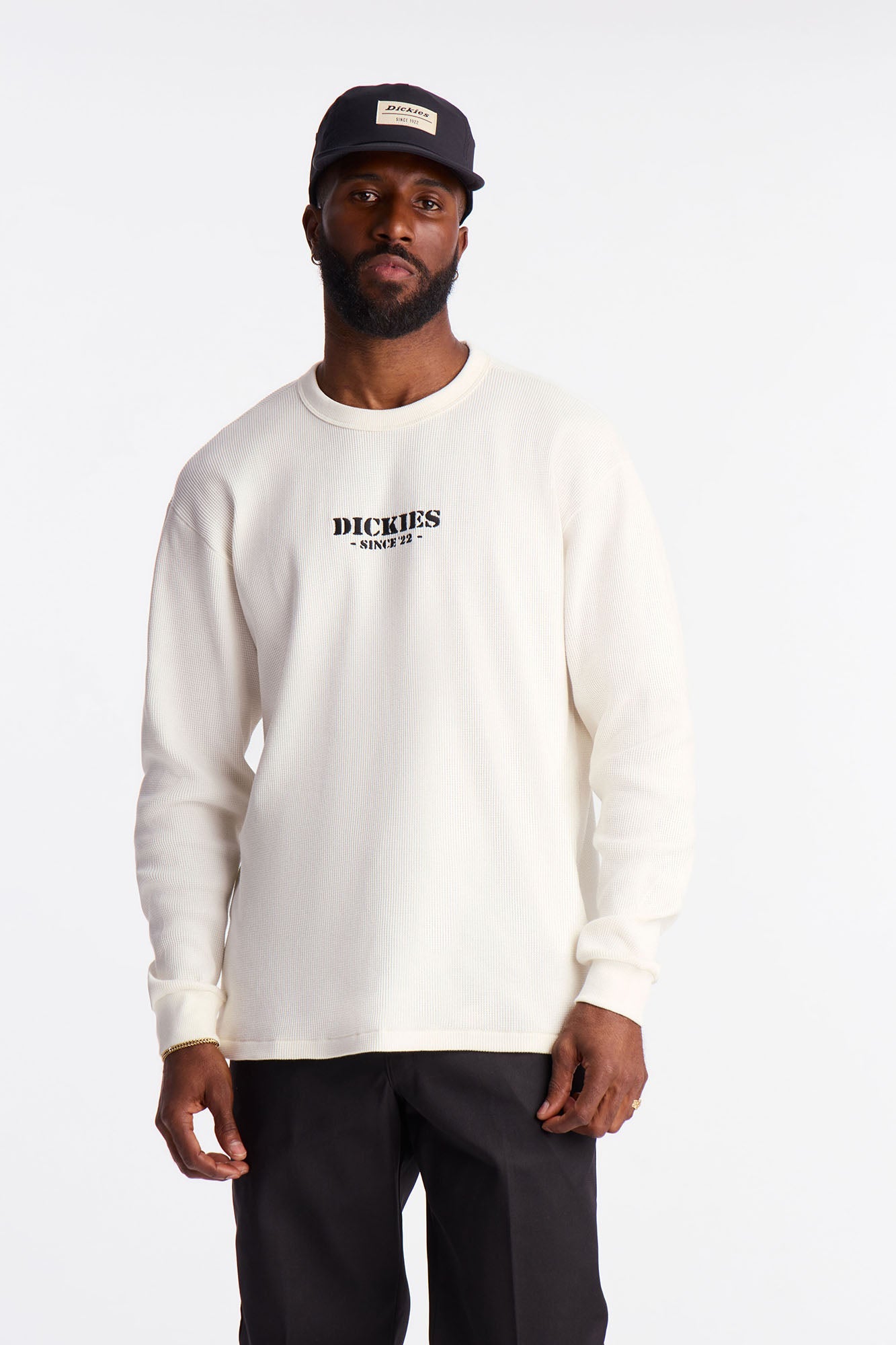 Dickies Logo Thermal Long Sleeve Tee - Off White