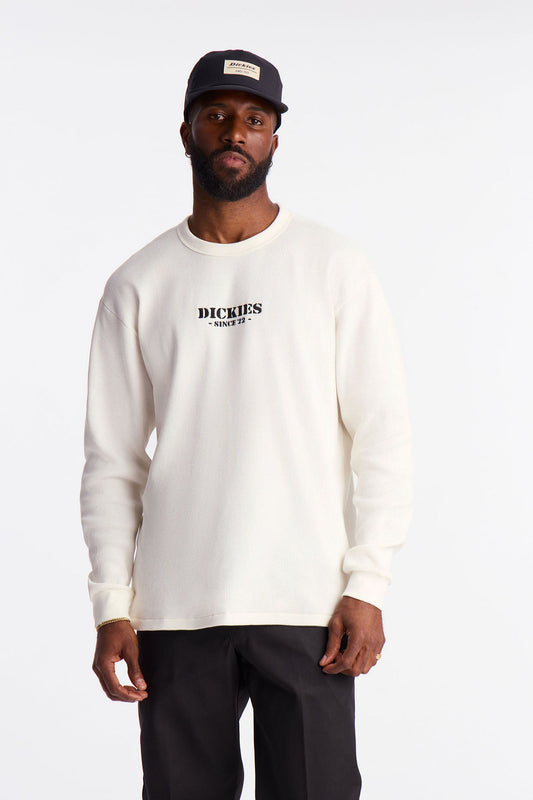 Dickies Logo Thermal Long Sleeve Tee - Off White