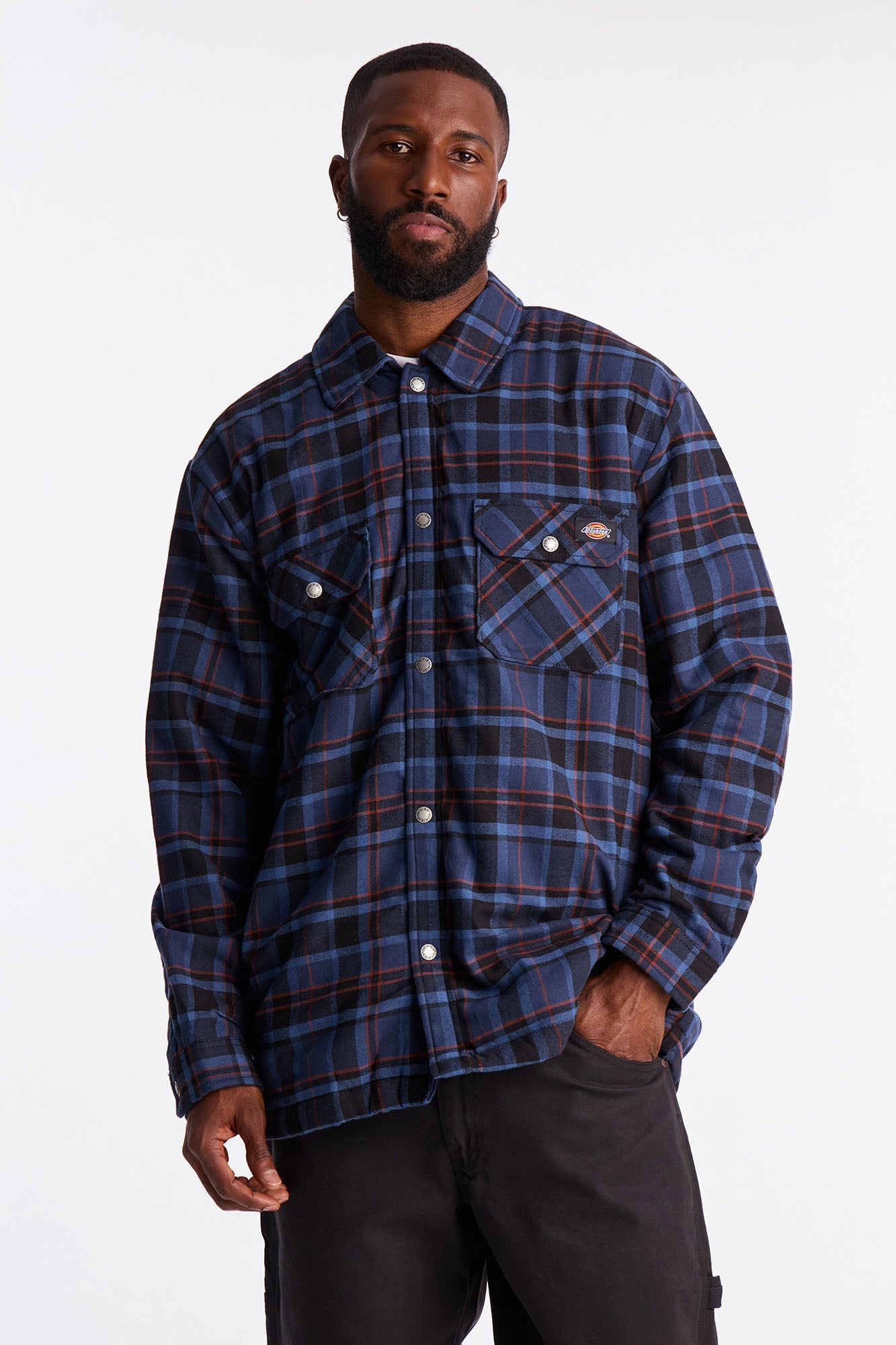 Dickies Sherpa Lined Flannel Shirt Jacket - Blue