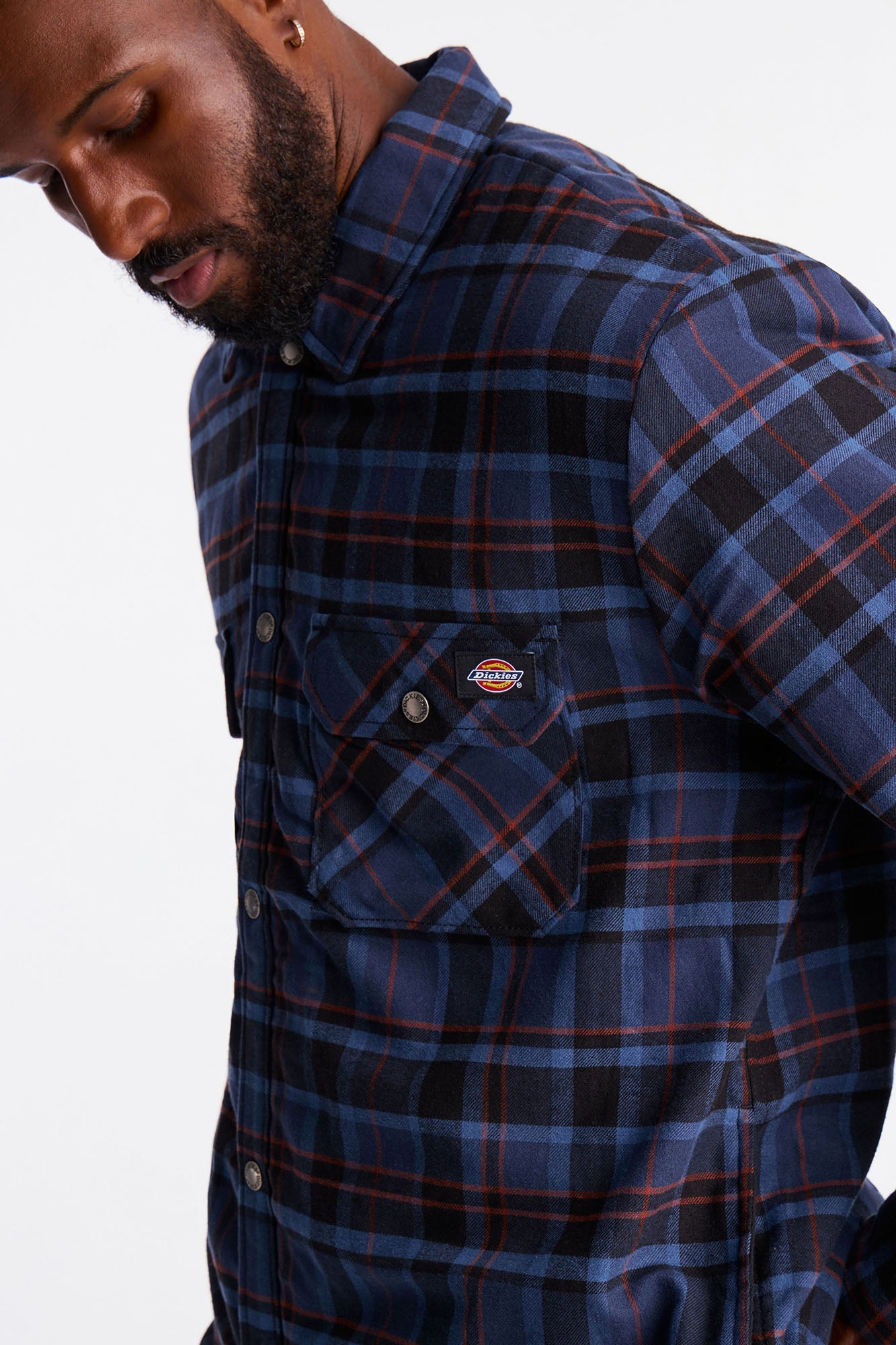 Dickies Sherpa Lined Flannel Shirt Jacket - Blue