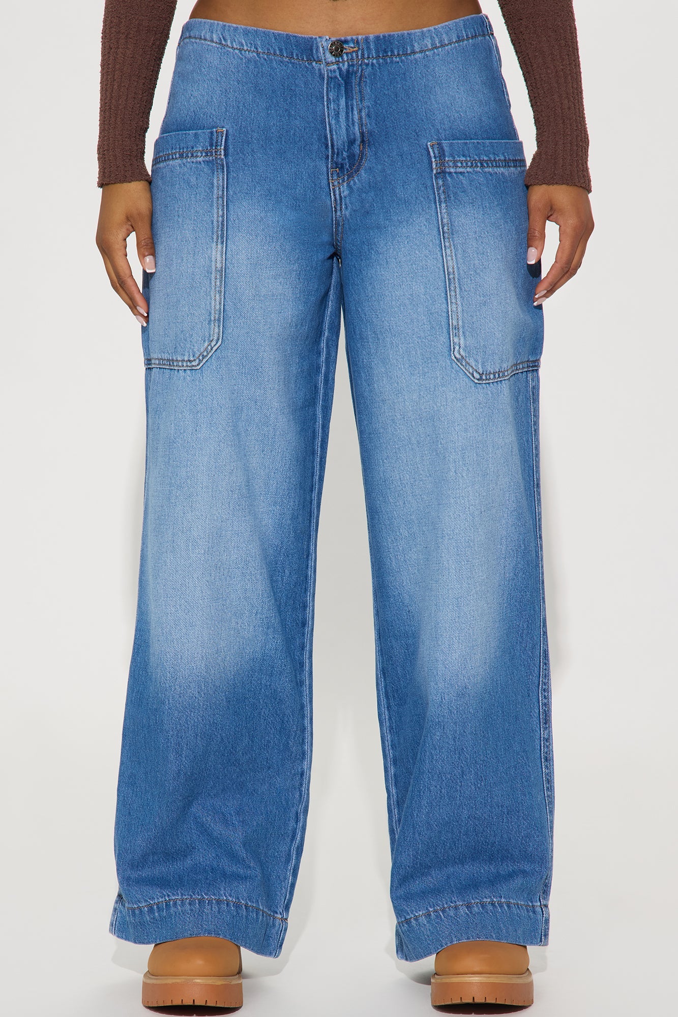 Wanderer Drapey Wide Leg Jeans - Medium Wash