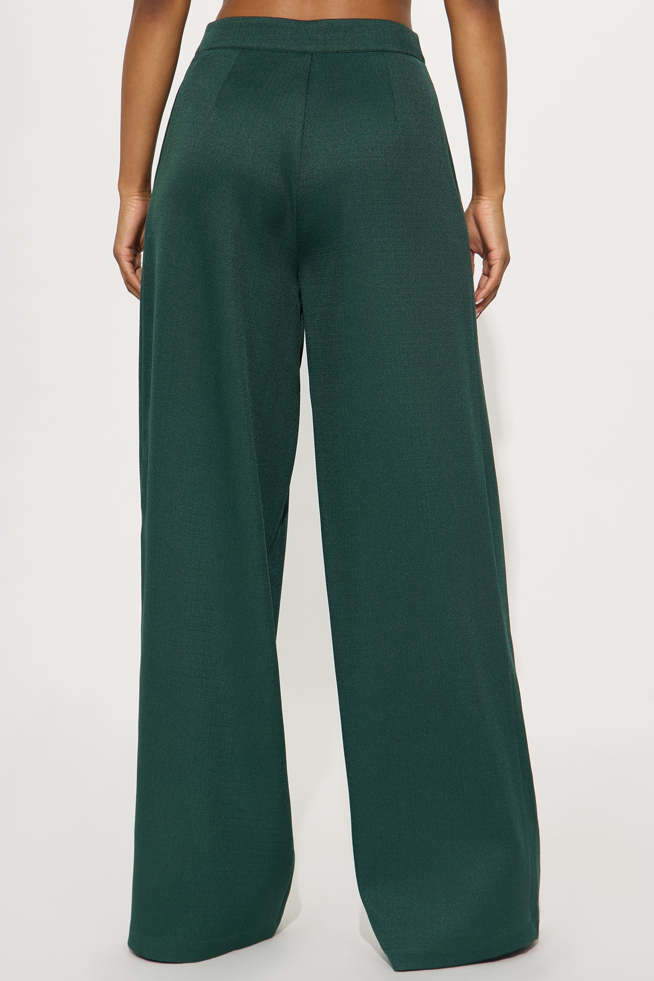 Crystal Textured Wide Leg Pant 33 - Hunter Green