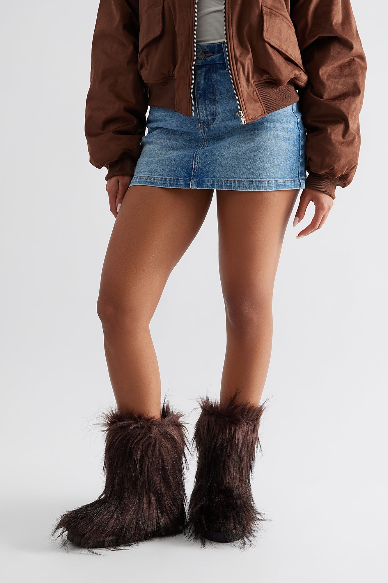 Fozzie Faux Fur Booties - Brown