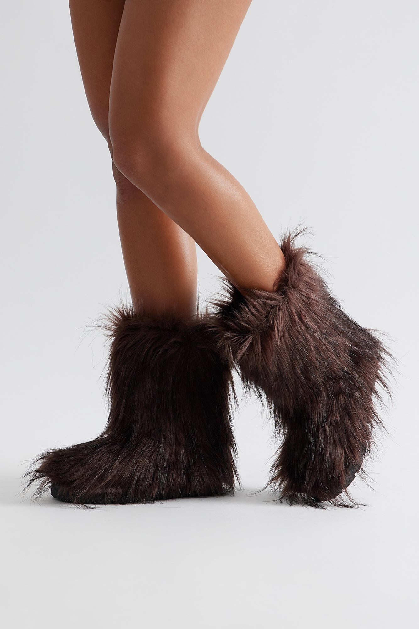 Fozzie Faux Fur Booties - Brown