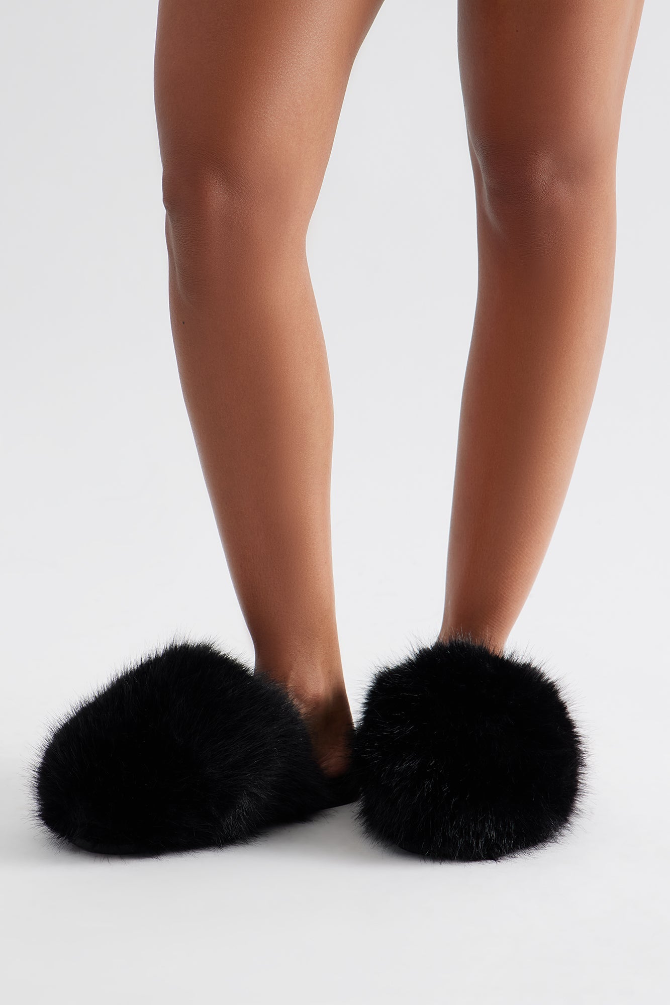 Roro Faux Fur Slippers - Black