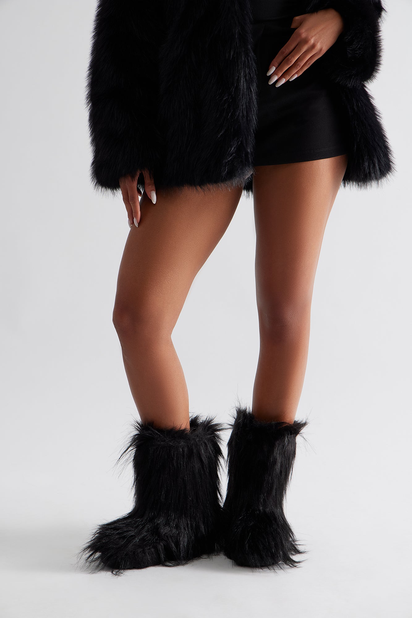 Fozzie Faux Fur Booties - Black