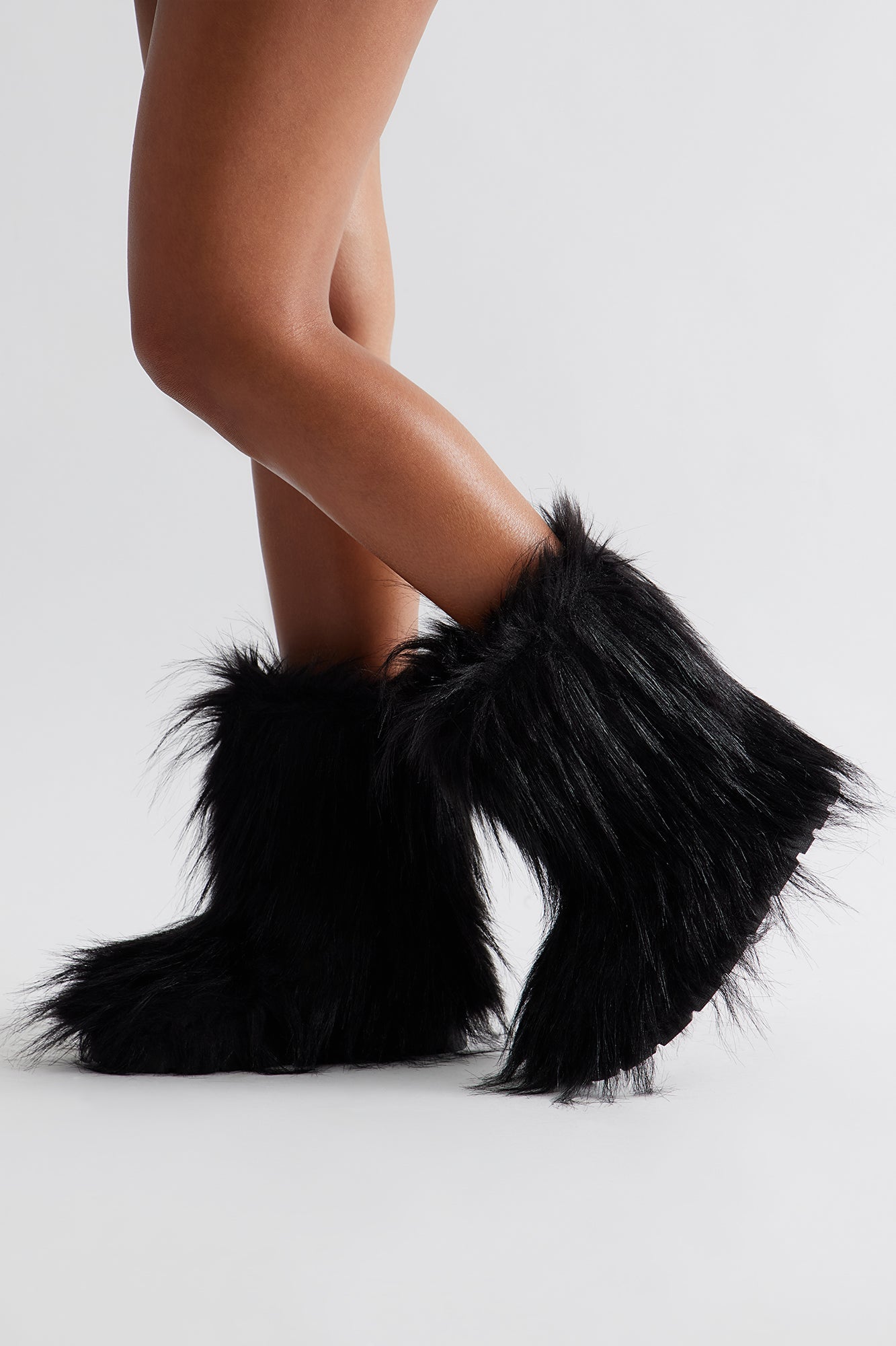 Fozzie Faux Fur Booties - Black