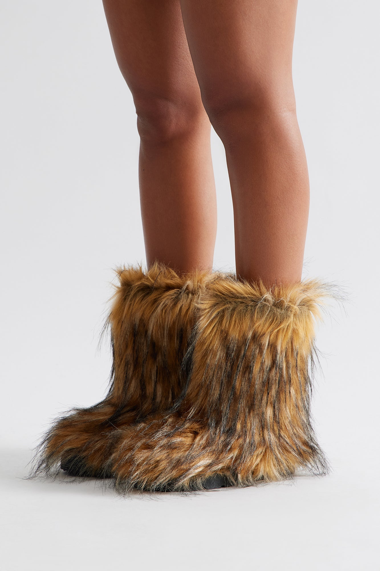 Fozzie Faux Fur Booties - Beige