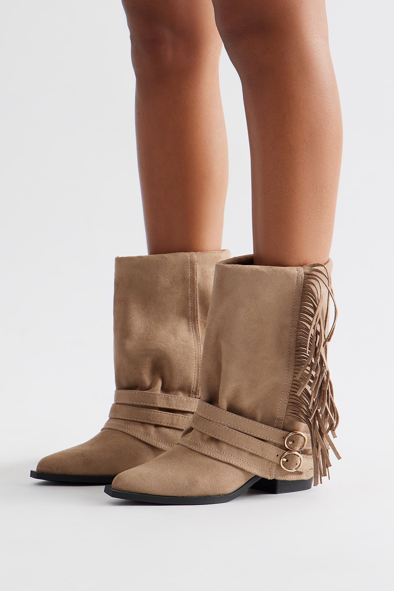 Mendocino Fringe Overlay Booties - Grey