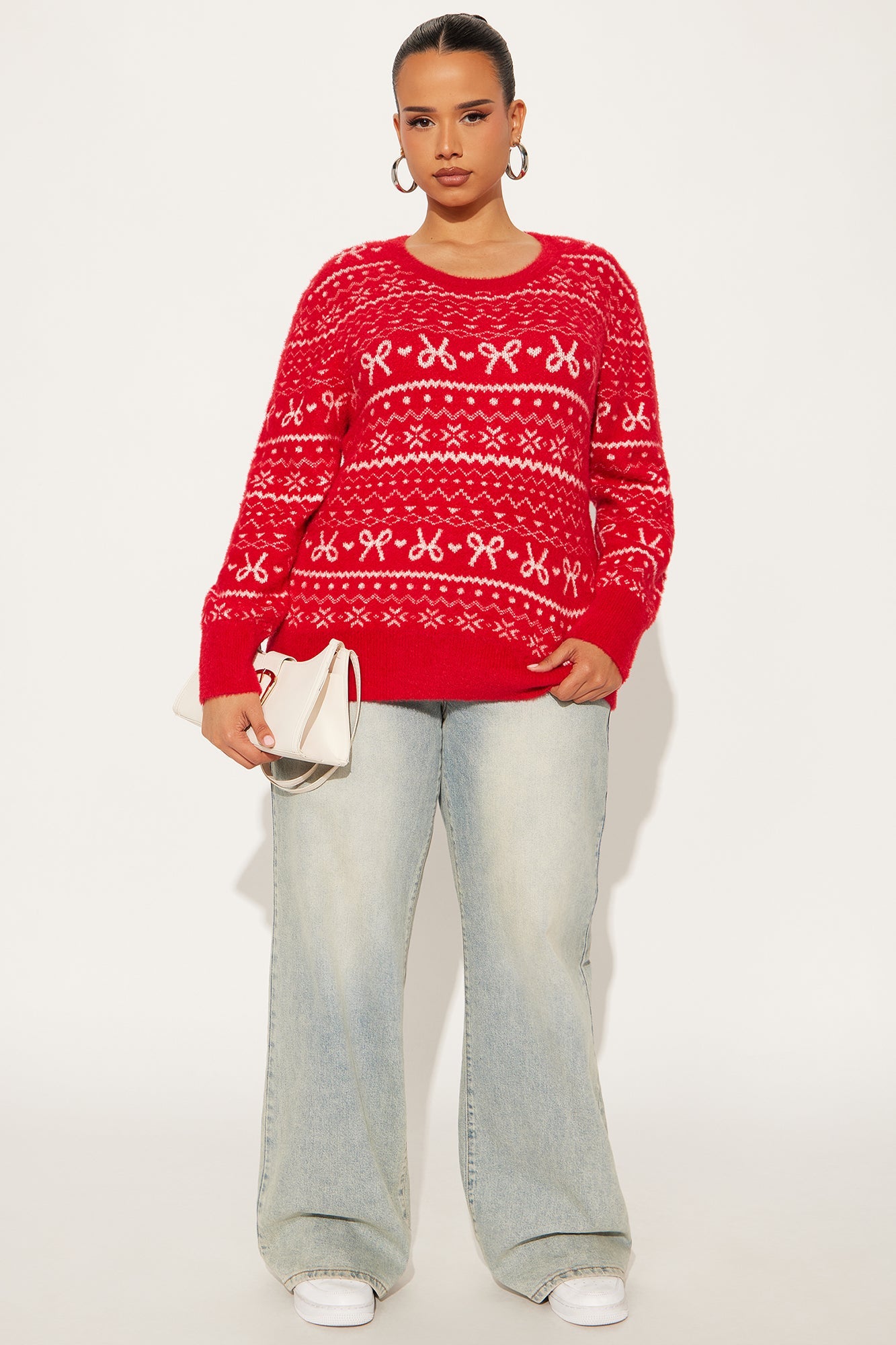 Christmas Mornings Pullover Sweater - Red/combo
