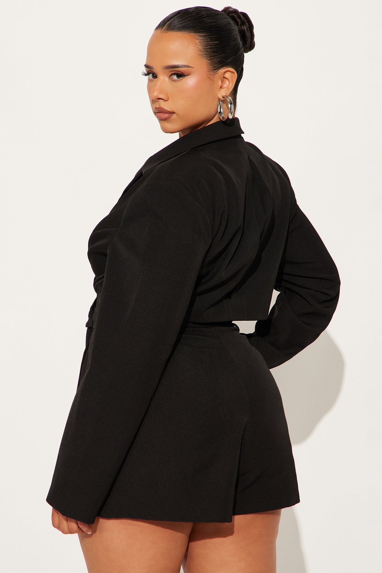 Shantal Bold Shoulder Blazer Romper - Black