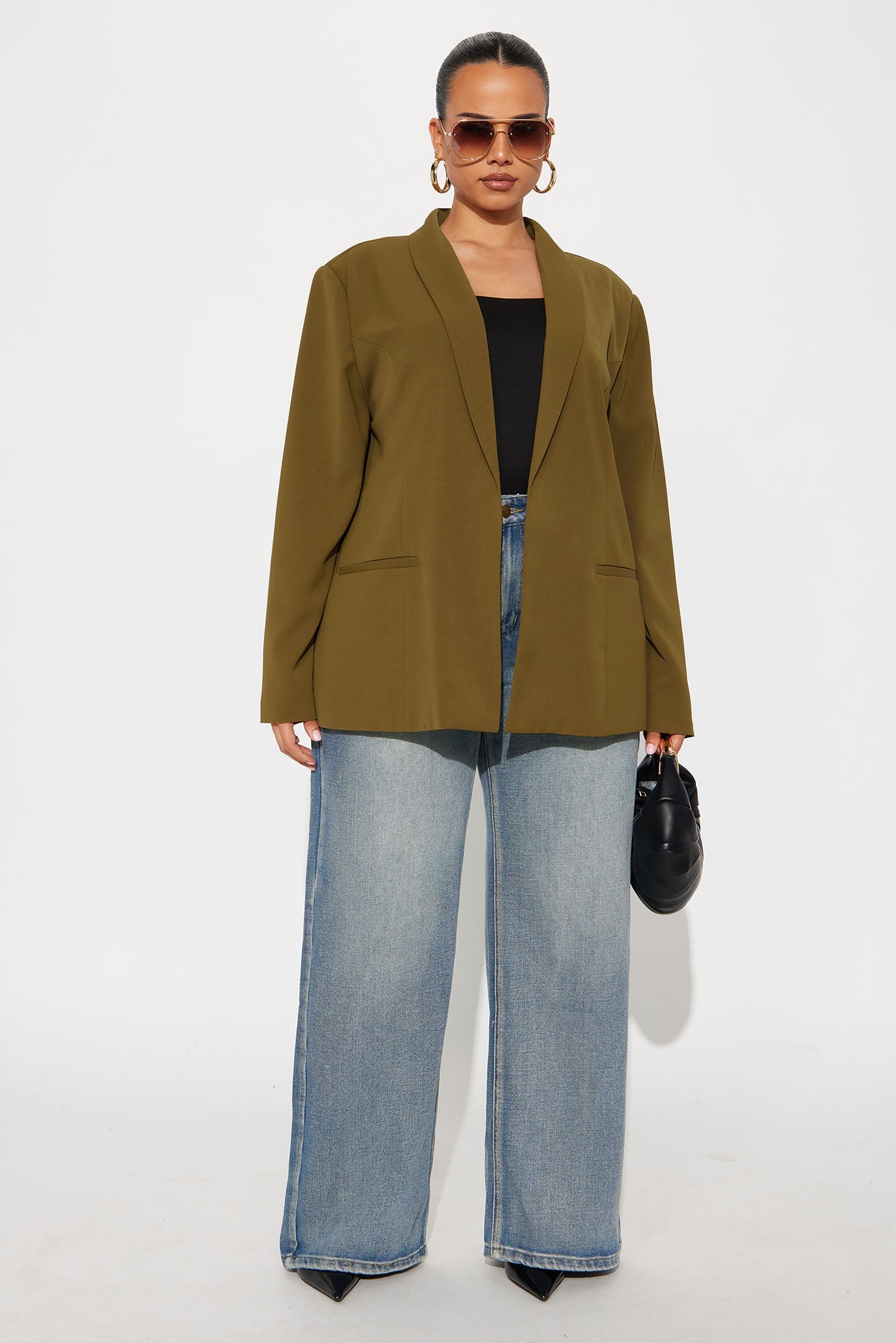 Gemma Open Crepe Blazer - Olive