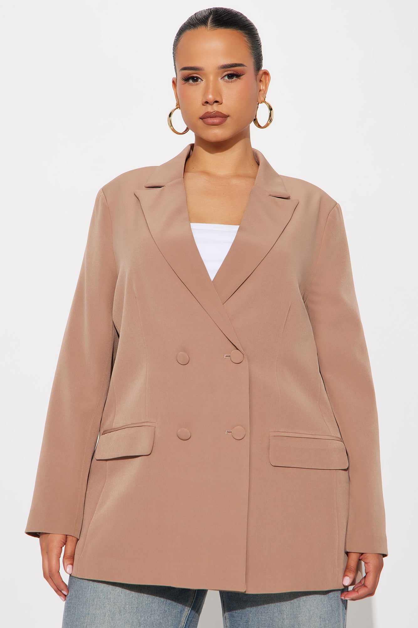 Khloe Lace Up Blazer - Mocha