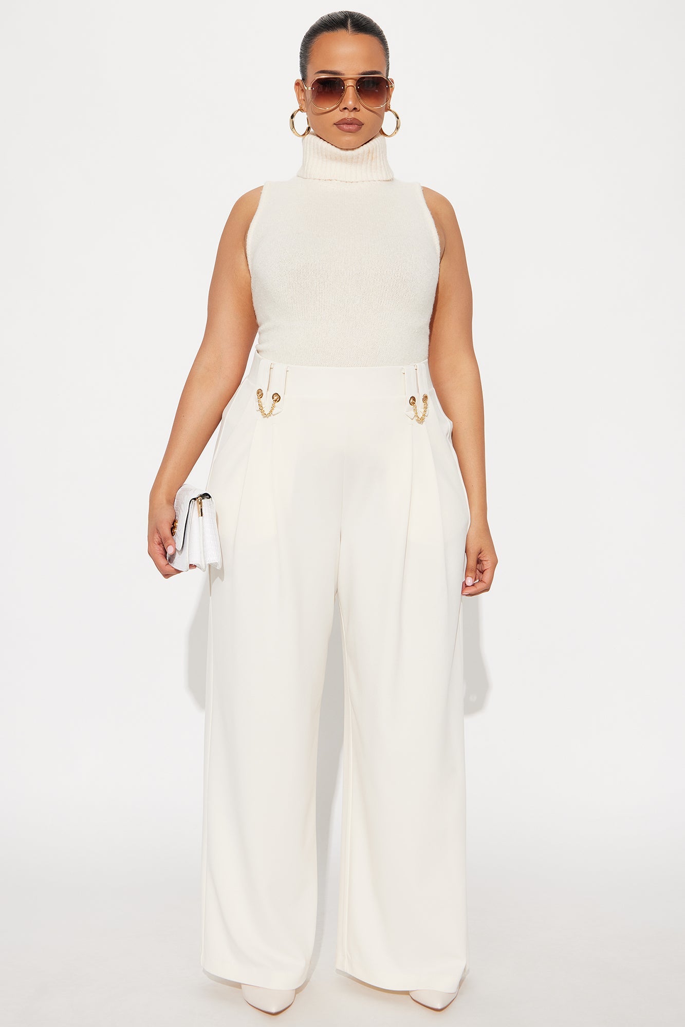 Office Mood Wide Leg Trouser - Cream