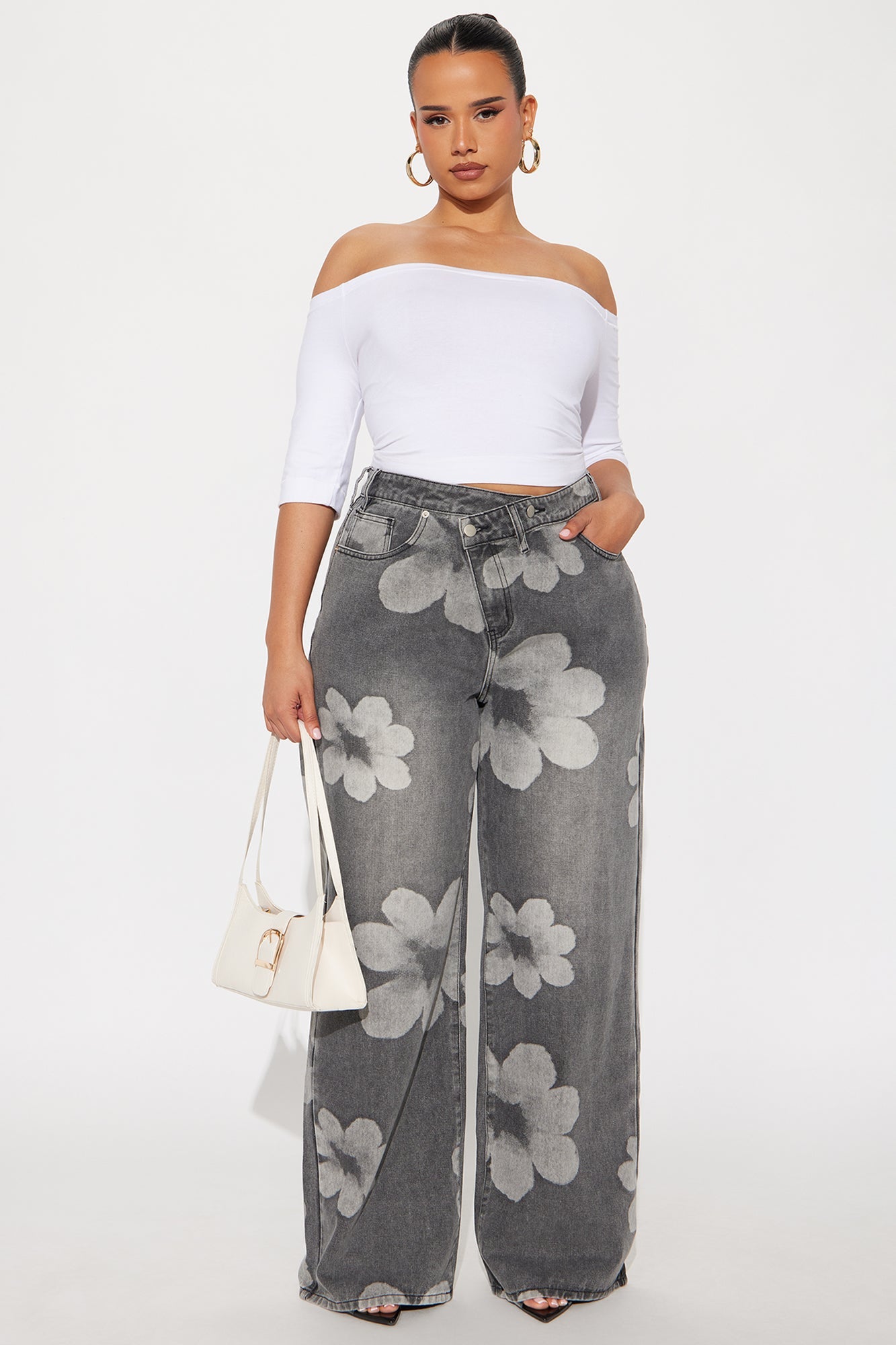 Born To Bloom Crossover Jeans - Grey