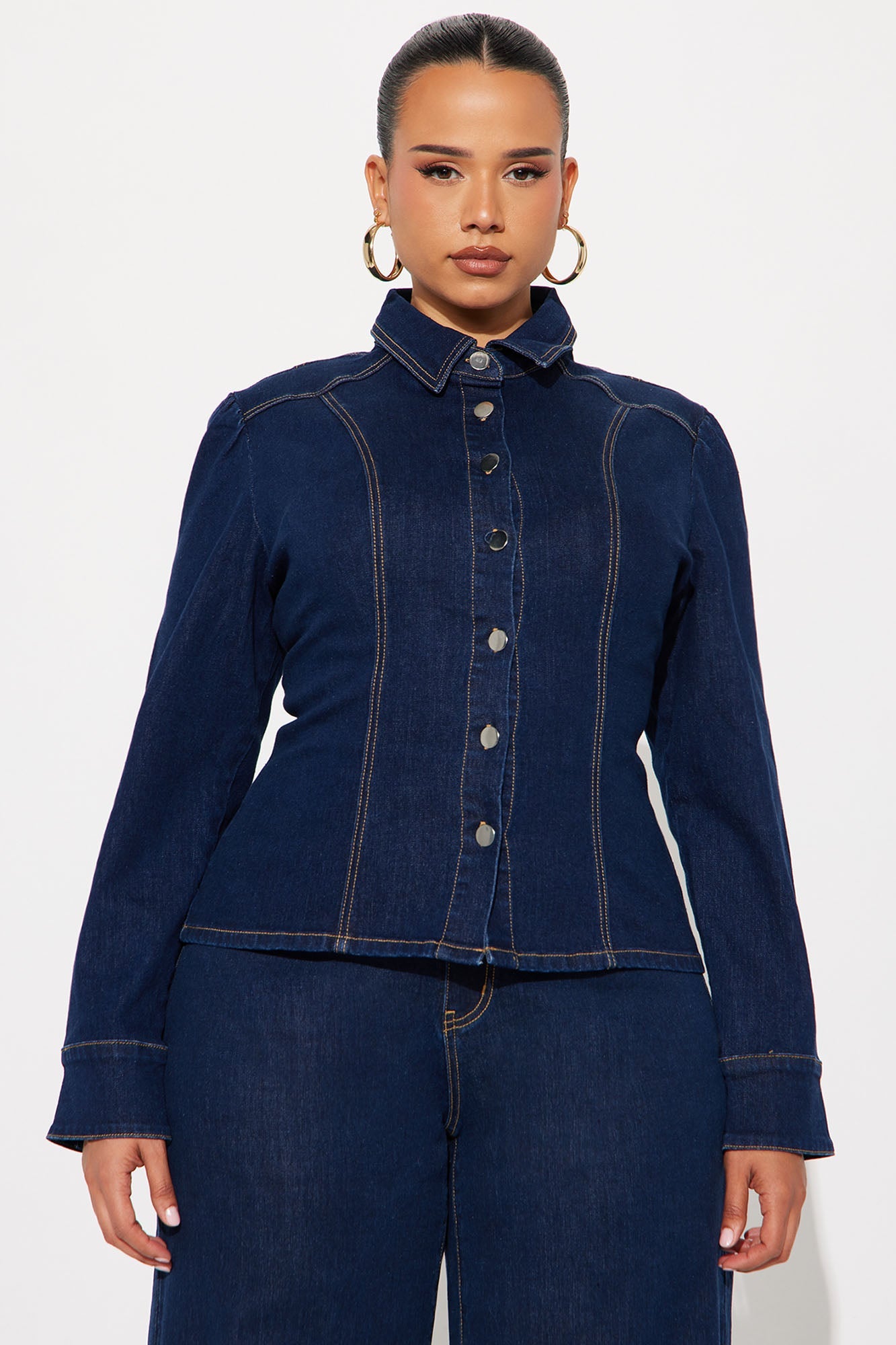 Bold Moves Denim Wide Leg Pant Set - Dark Wash