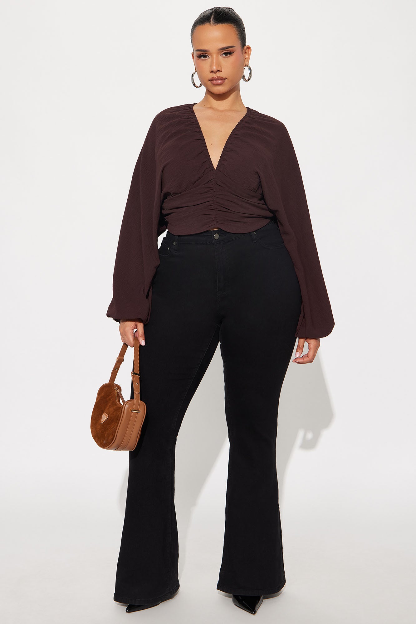 Island Girl Ruched Airflow Top - Chocolate