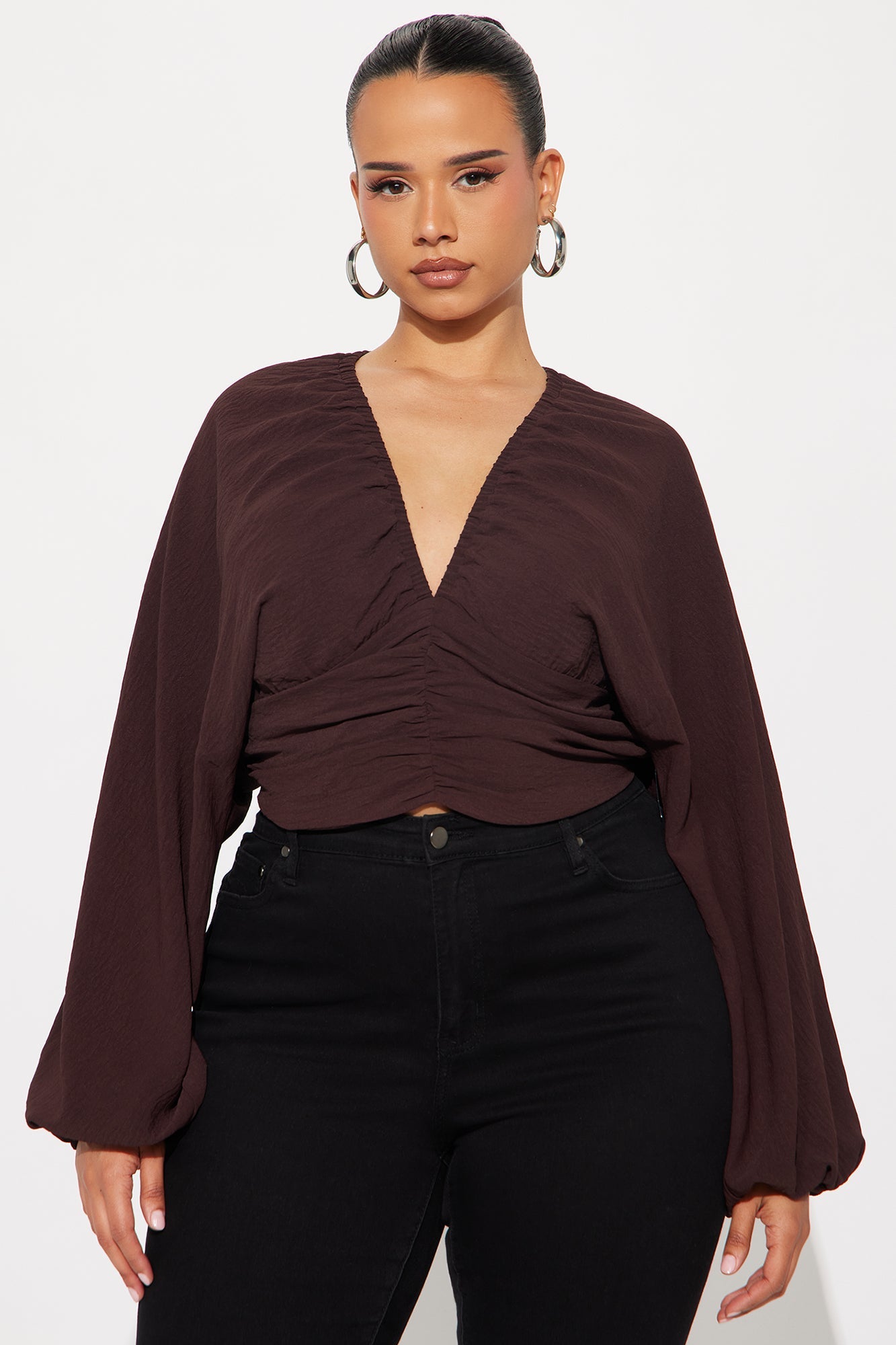 Island Girl Ruched Airflow Top - Chocolate
