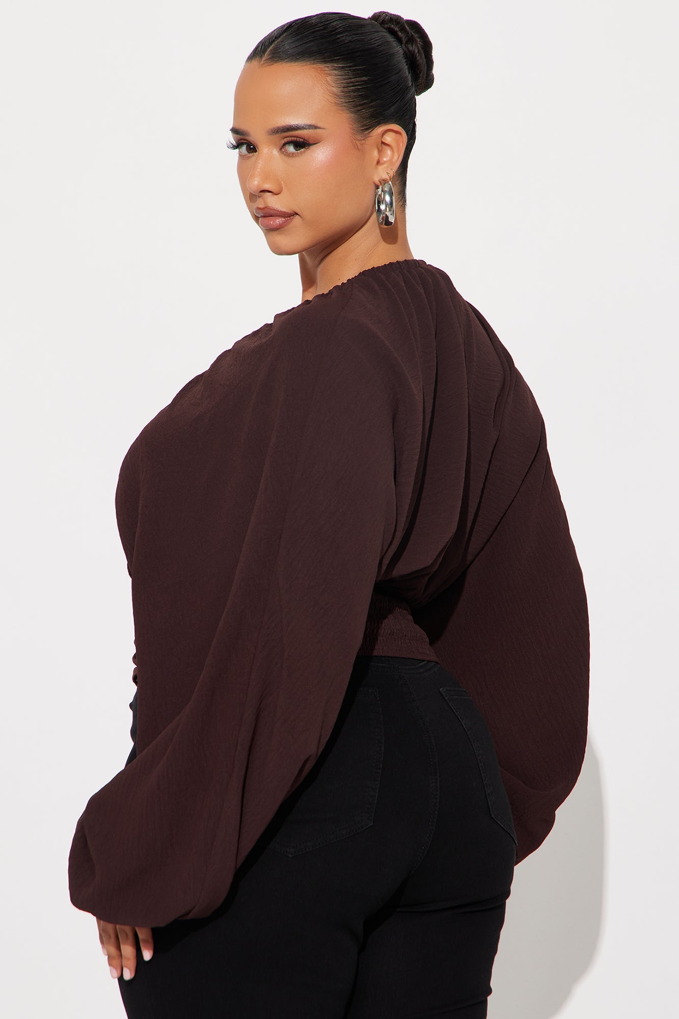 Island Girl Ruched Airflow Top - Chocolate