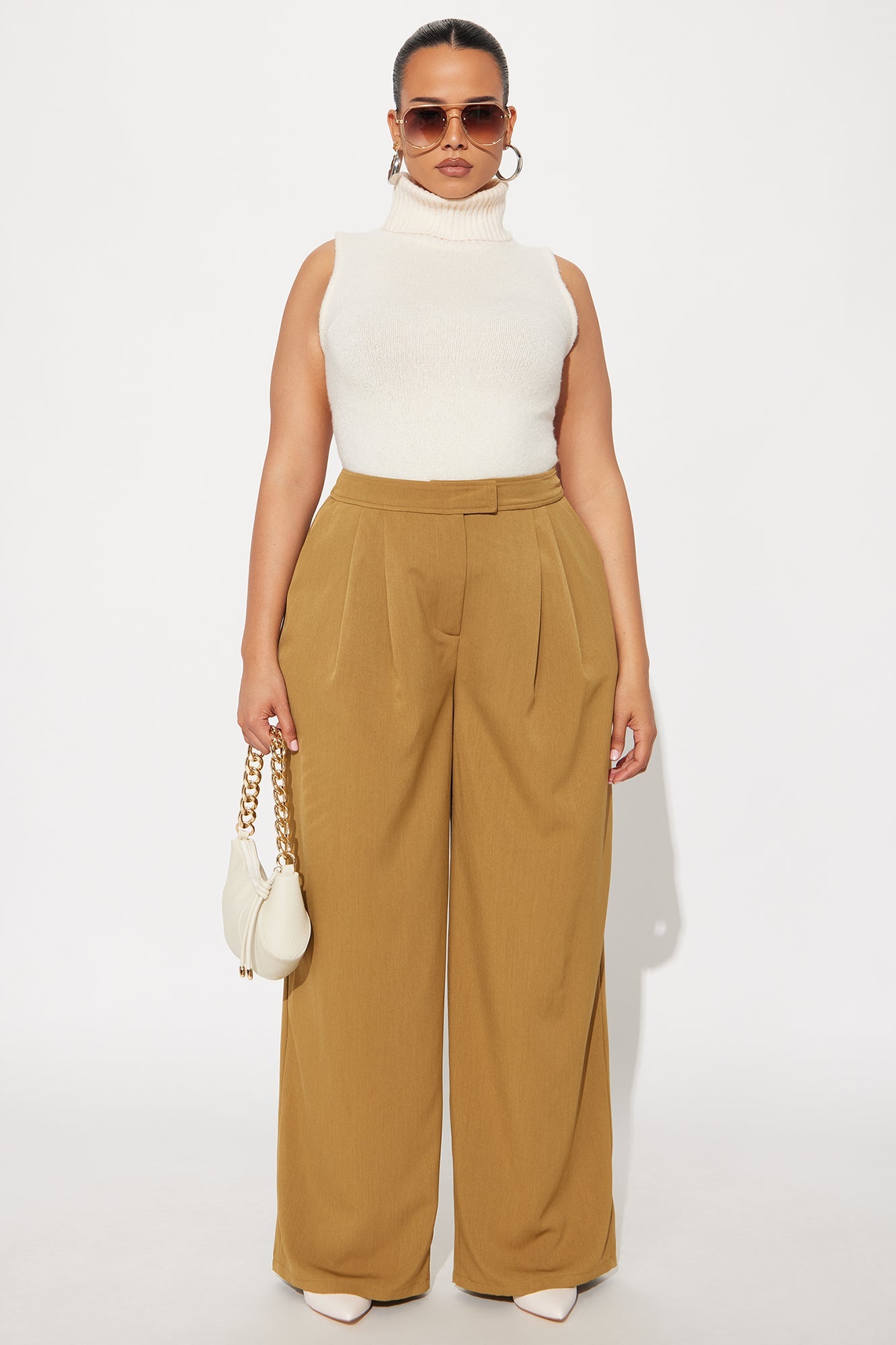 Submit On Time Wide Leg Trouser Pant 32″ - Mustard