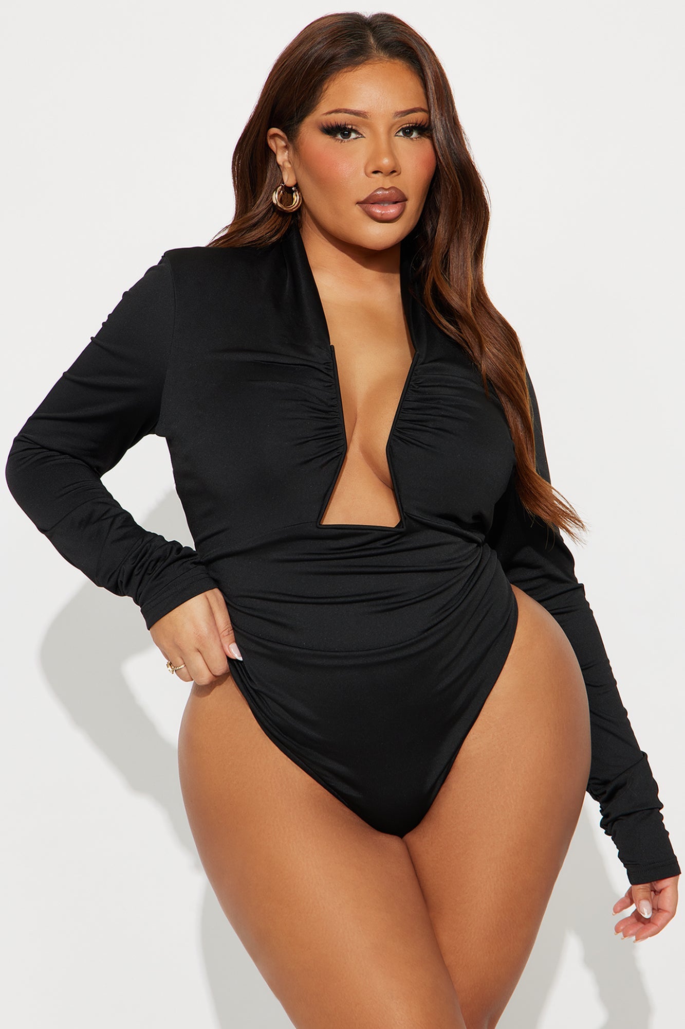 Viktoria Plunge Neck Pant Set - Black