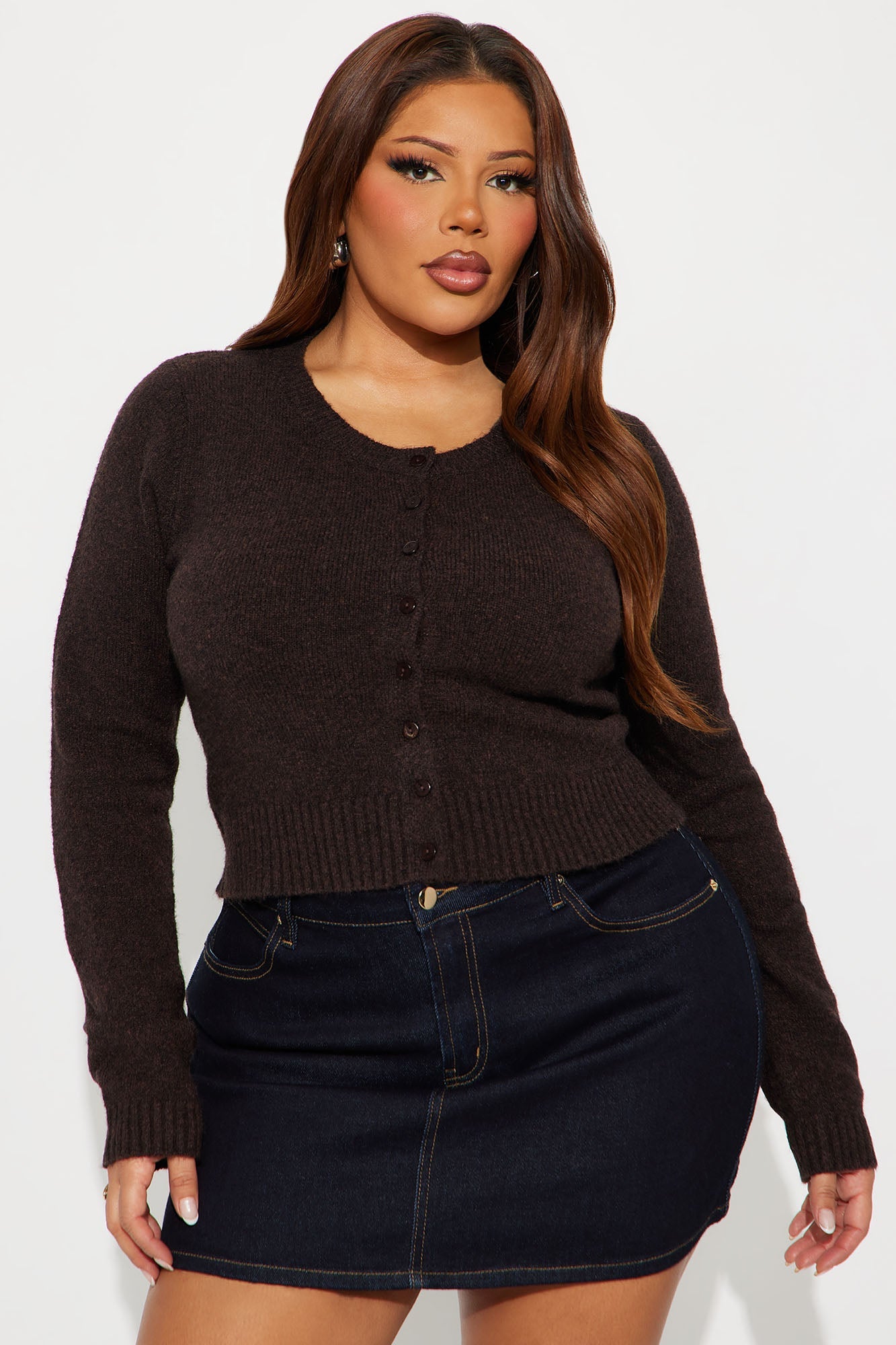 Sweet Sensation Cropped Cardigan - Brown