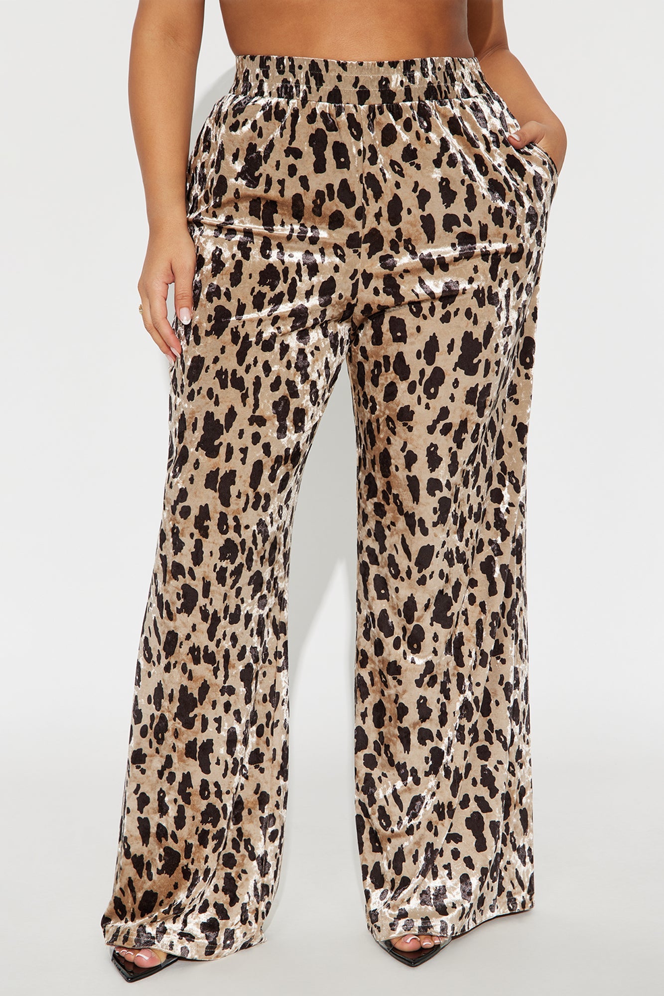 Gia Velvet Leopard Wide Leg Pant 32″ - Leopard