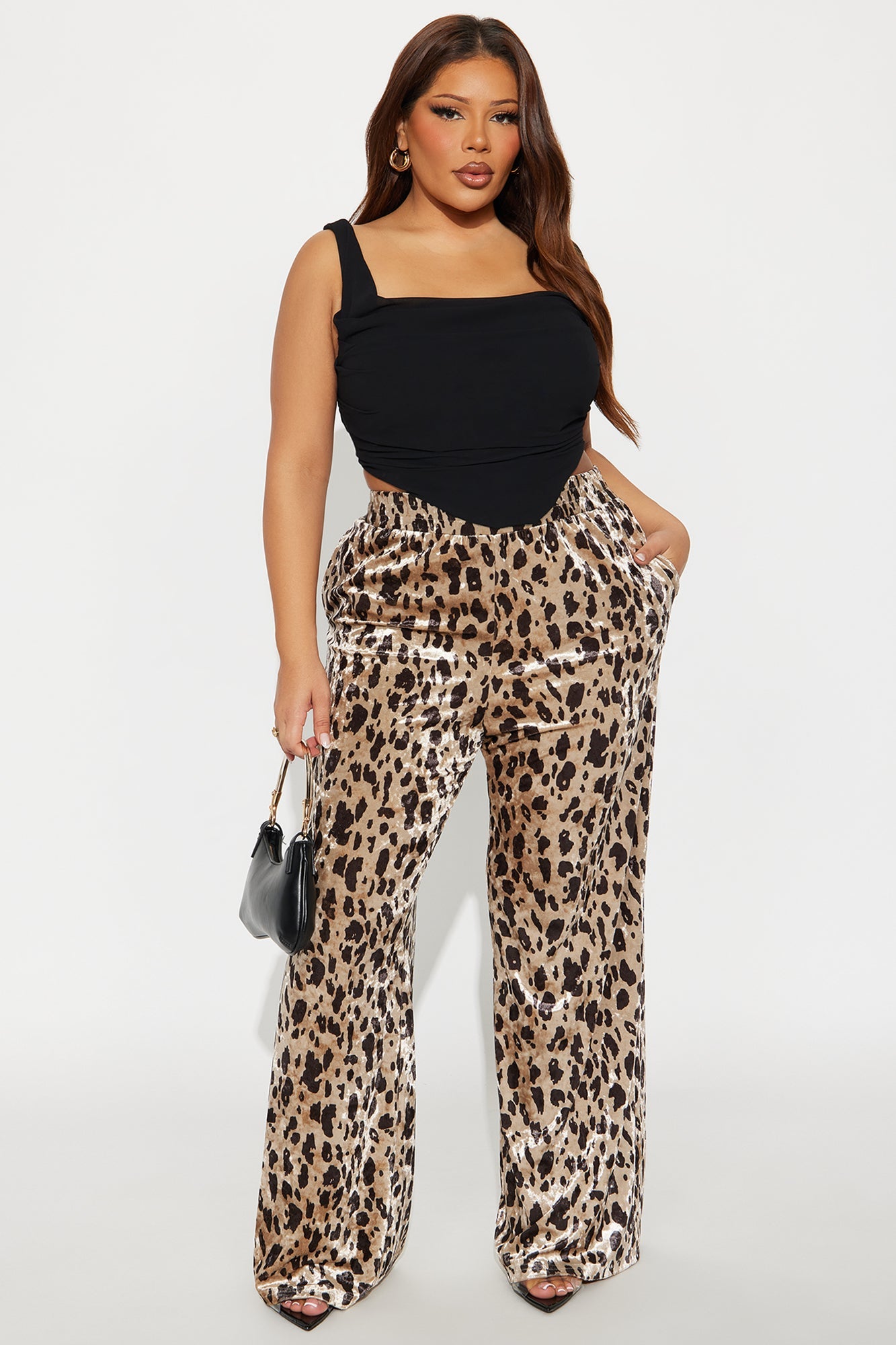 Gia Velvet Leopard Wide Leg Pant 32″ - Leopard