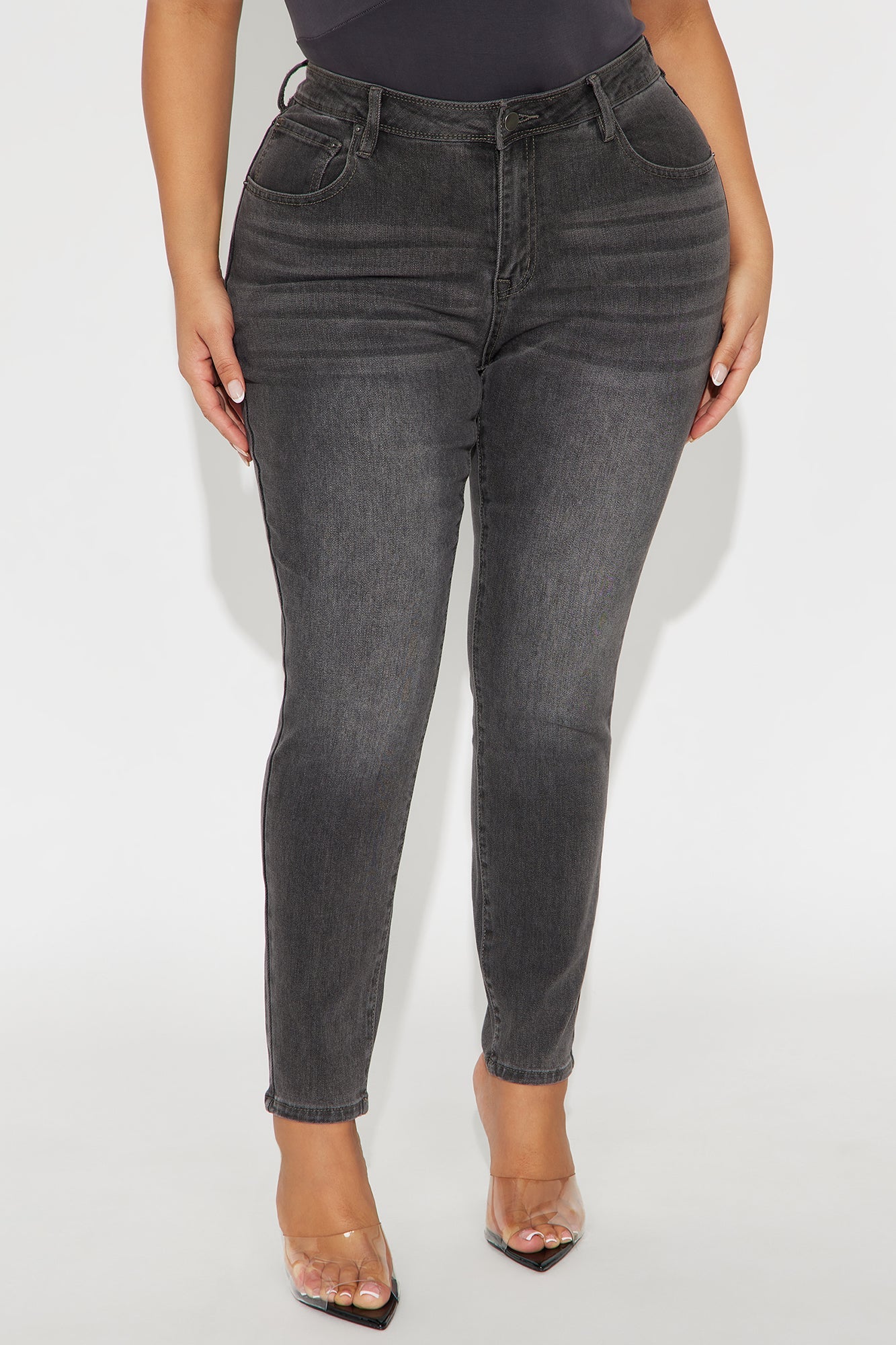 Better Myself Mid Rise Skinny Jeans - Grey