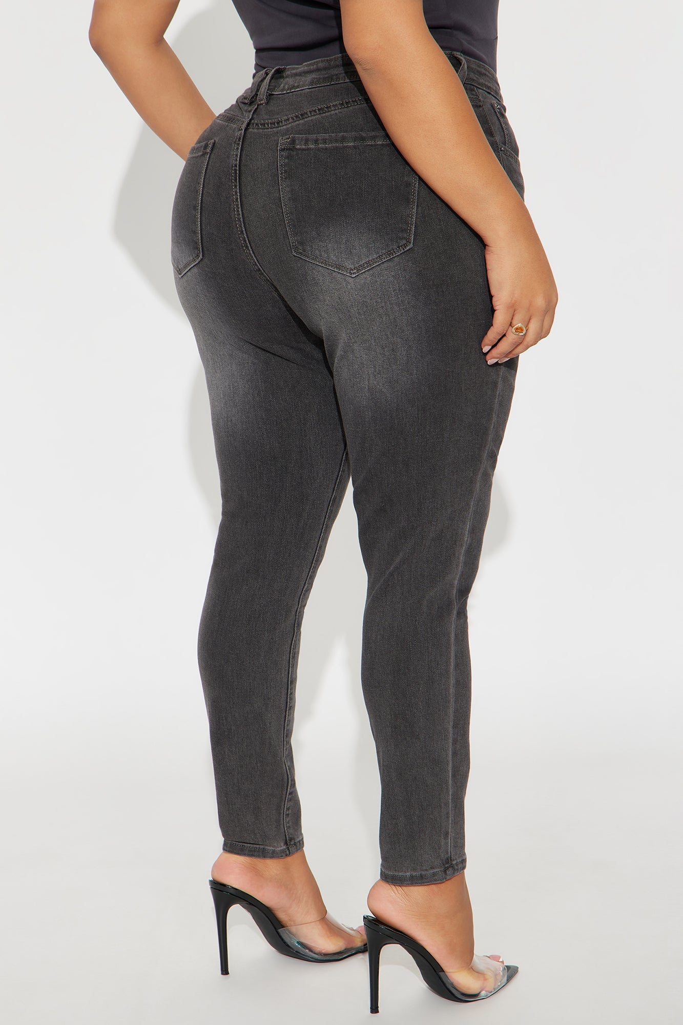 Better Myself Mid Rise Skinny Jeans - Grey