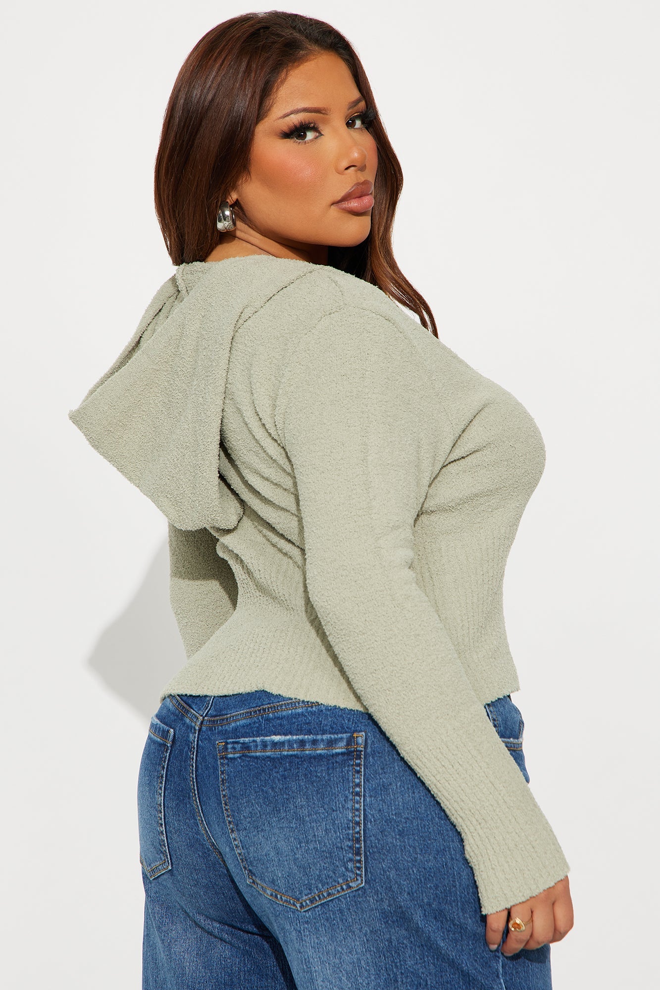 Pillow Talk Zip Front Ribbed Cardigan Sweater - Sage