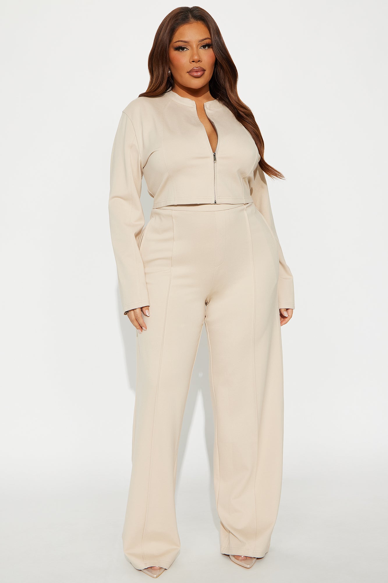 Flying Private Zip-Up Jacket Pant Set - Taupe