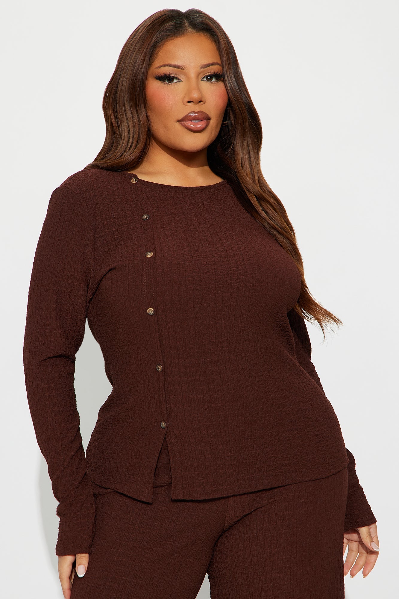 Zakai Textured Pant Set - Brown