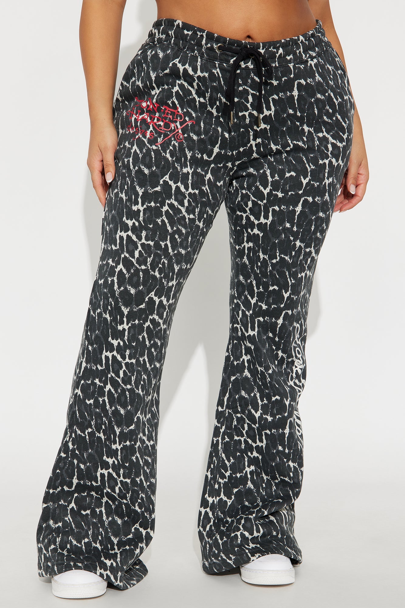 Ed Hardy Leopard Devil Flare Leg Pant - Black