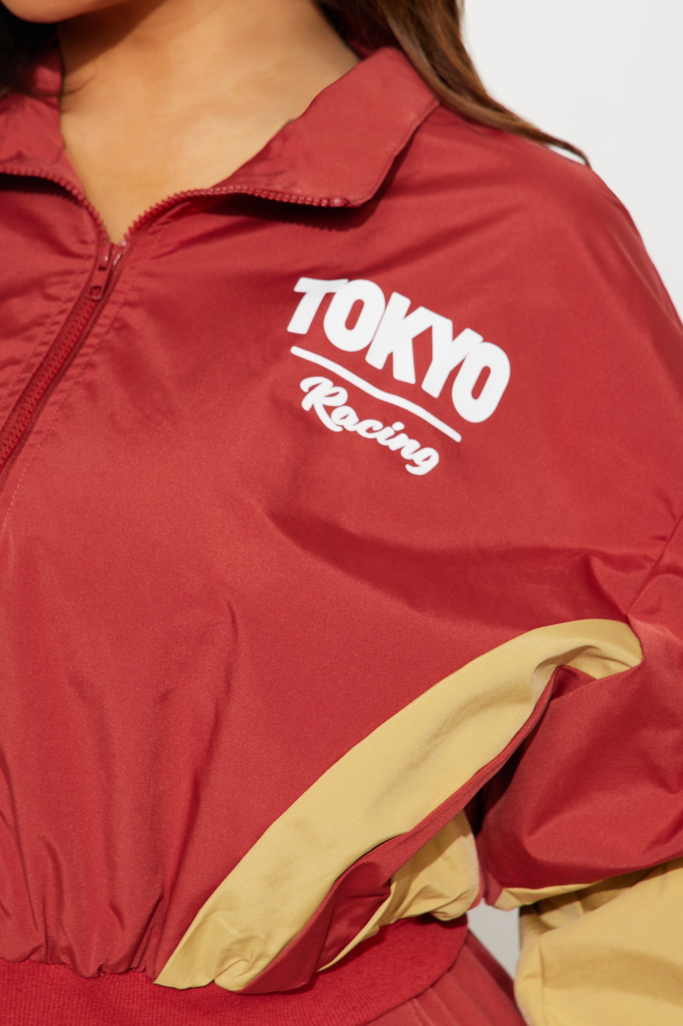 Tokyo Drift Windbreaker Barrel Pant Set - Brick Red