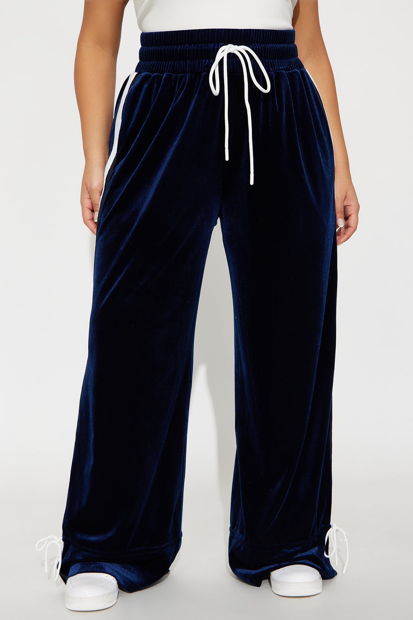 Tease You Velvet Wide Leg Track Pant 32 - Blue/combo