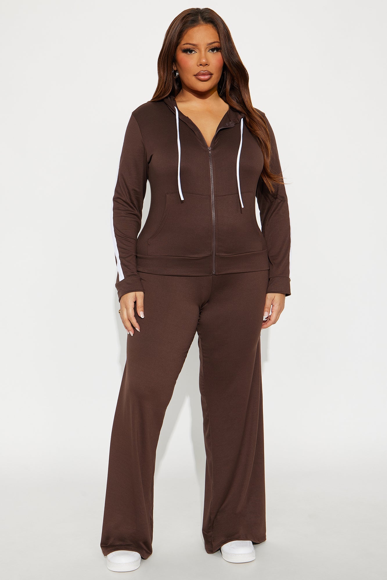 Tennis Courts Wide Leg Pant Set - Chocolate
