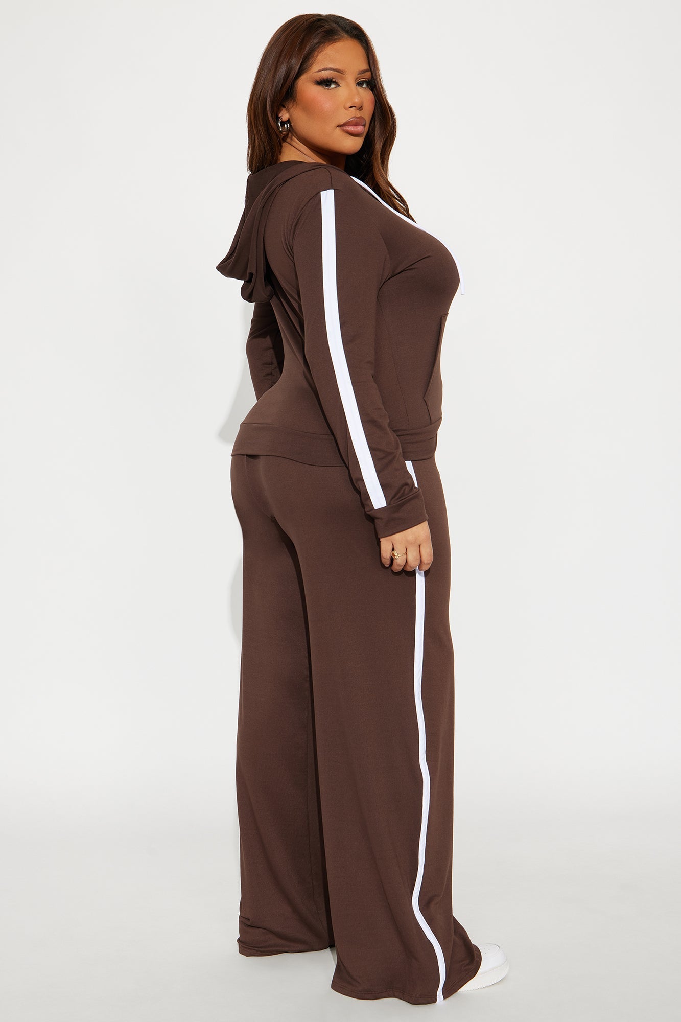 Tennis Courts Wide Leg Pant Set - Chocolate