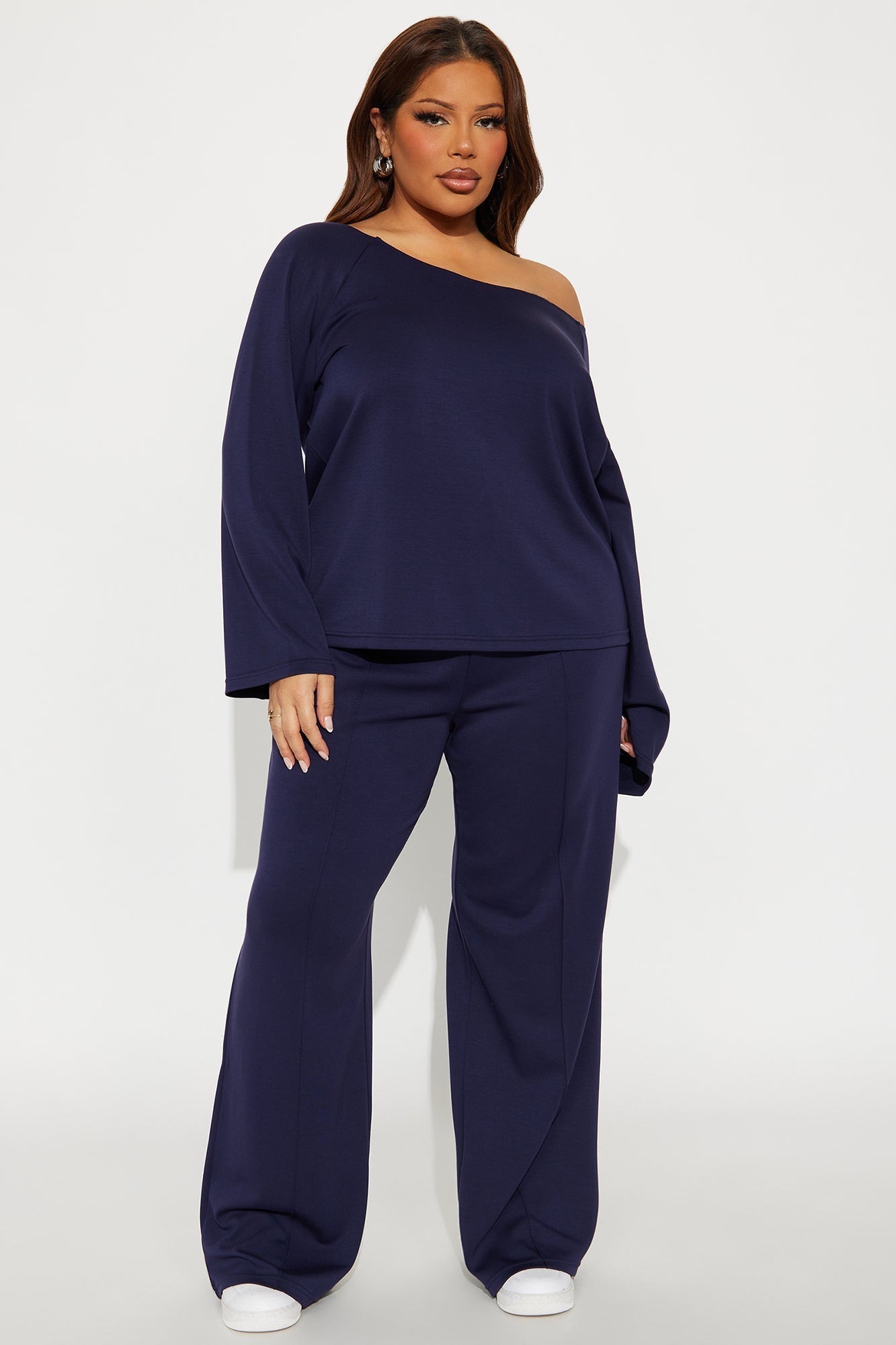 Stephanie Ultra Soft Wide Leg Sweatpant - Navy