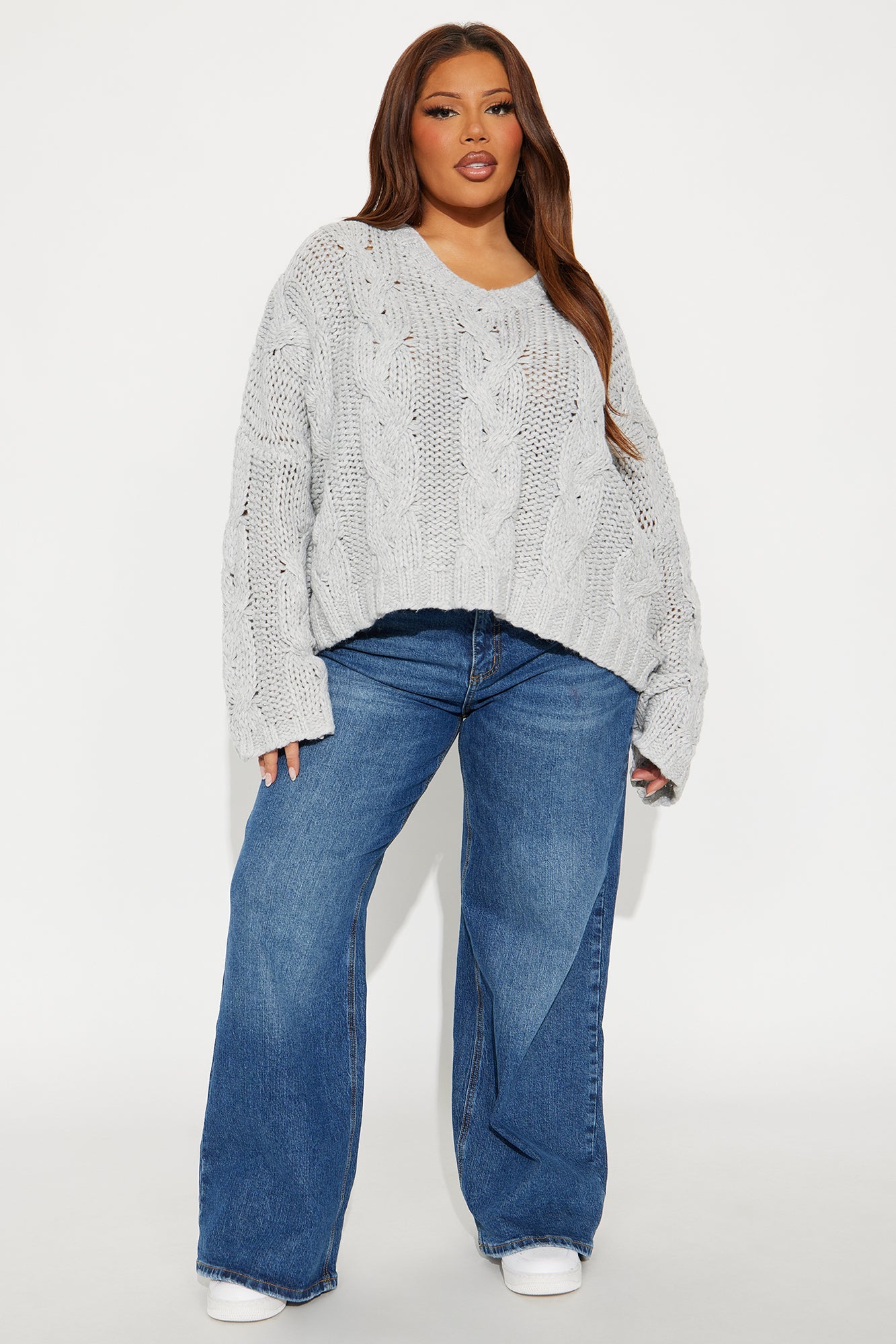 From The Archives Cable Knit Sweater - Grey