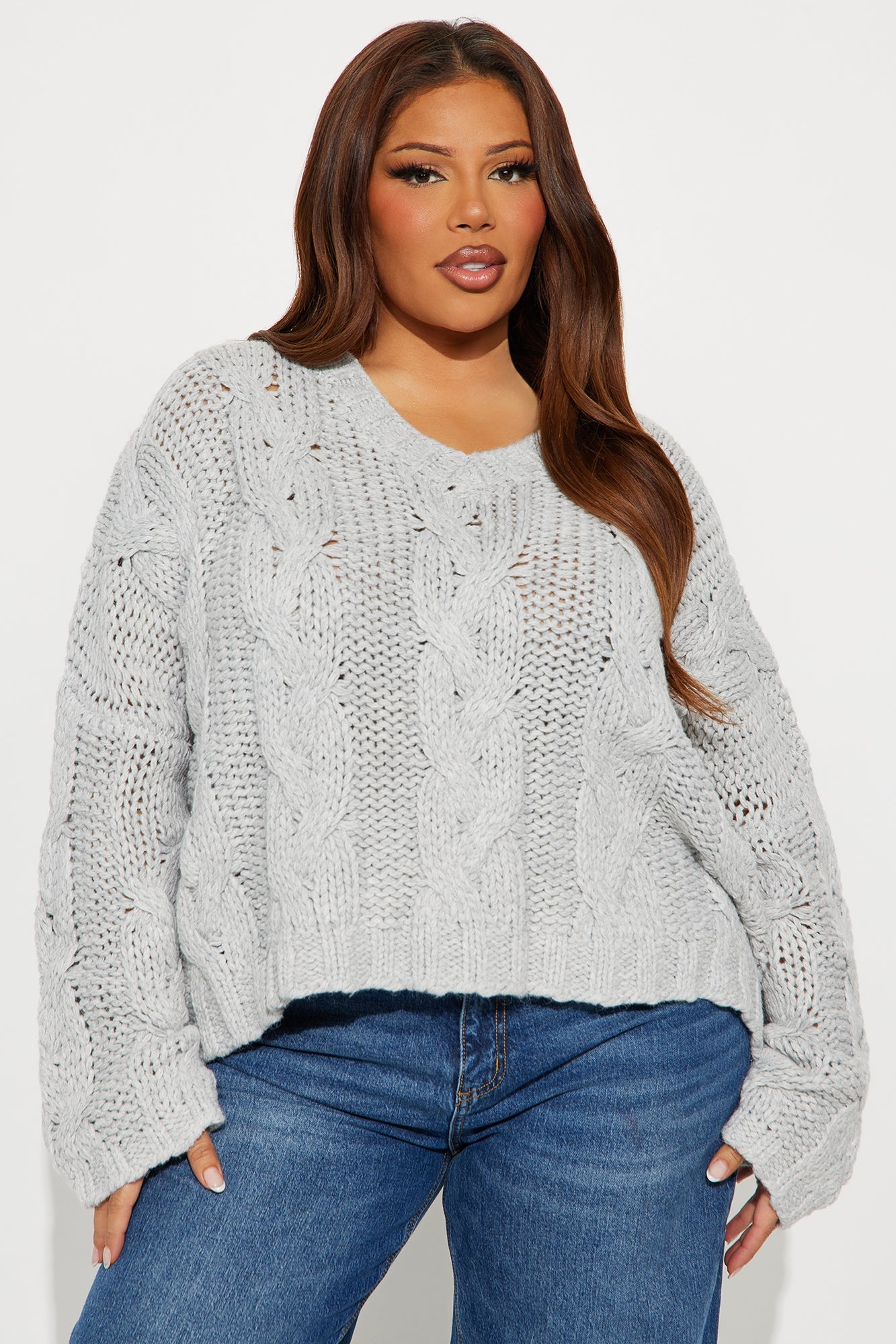 From The Archives Cable Knit Sweater - Grey