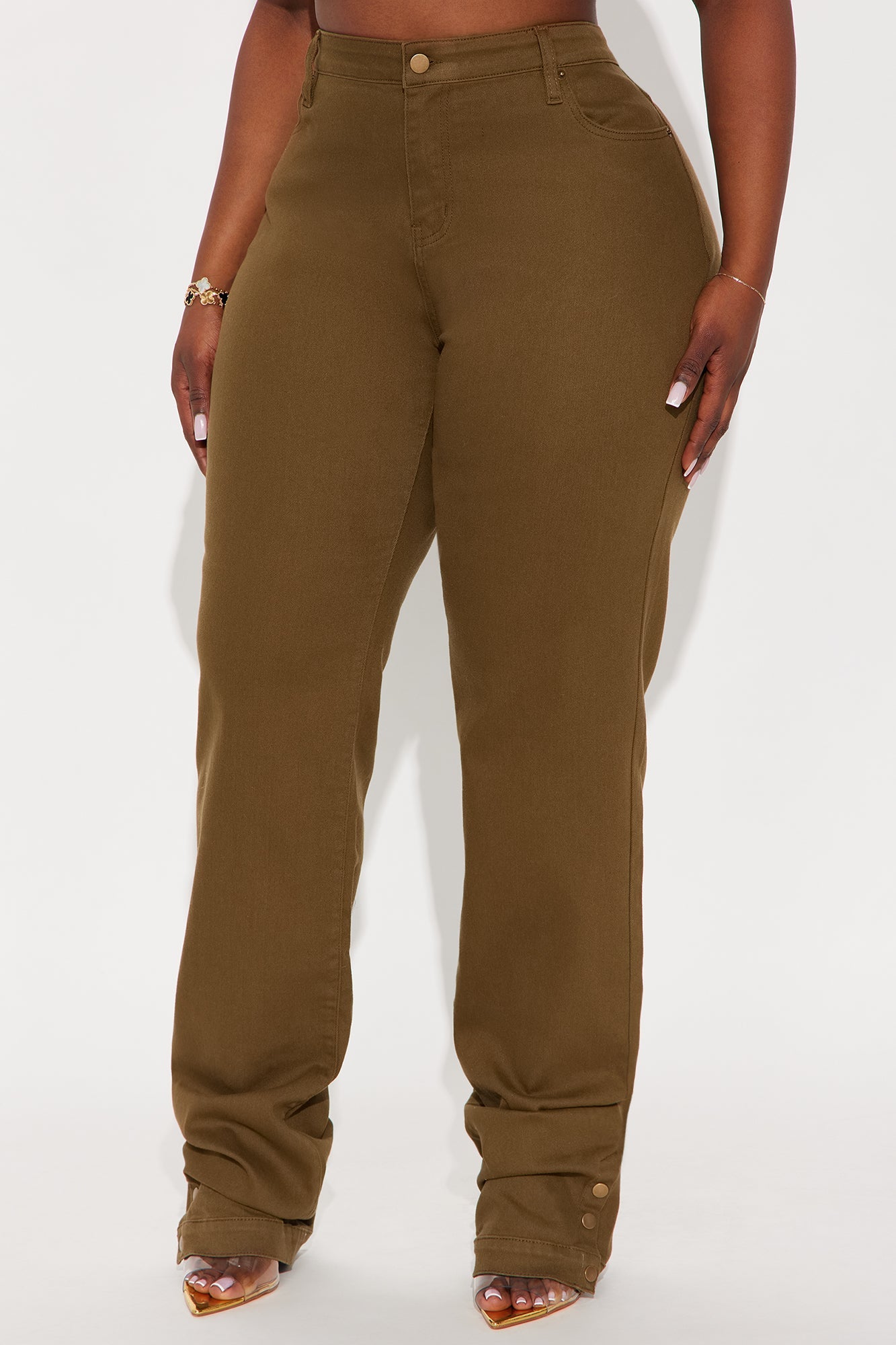 Bianca Low Rise Stacked Pant 33″ - Olive