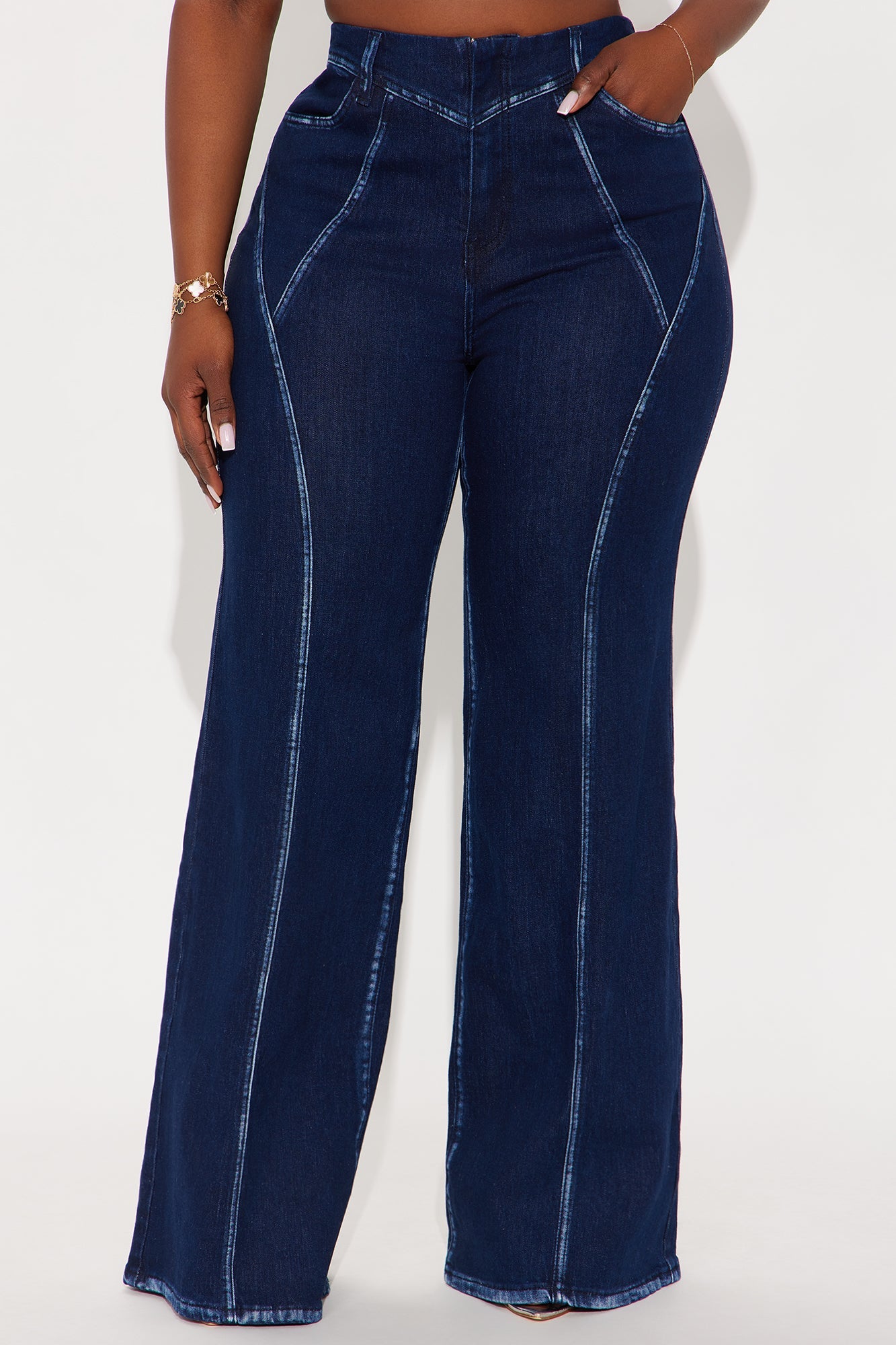 On The Go Wide Leg Jeans - Dark Wash