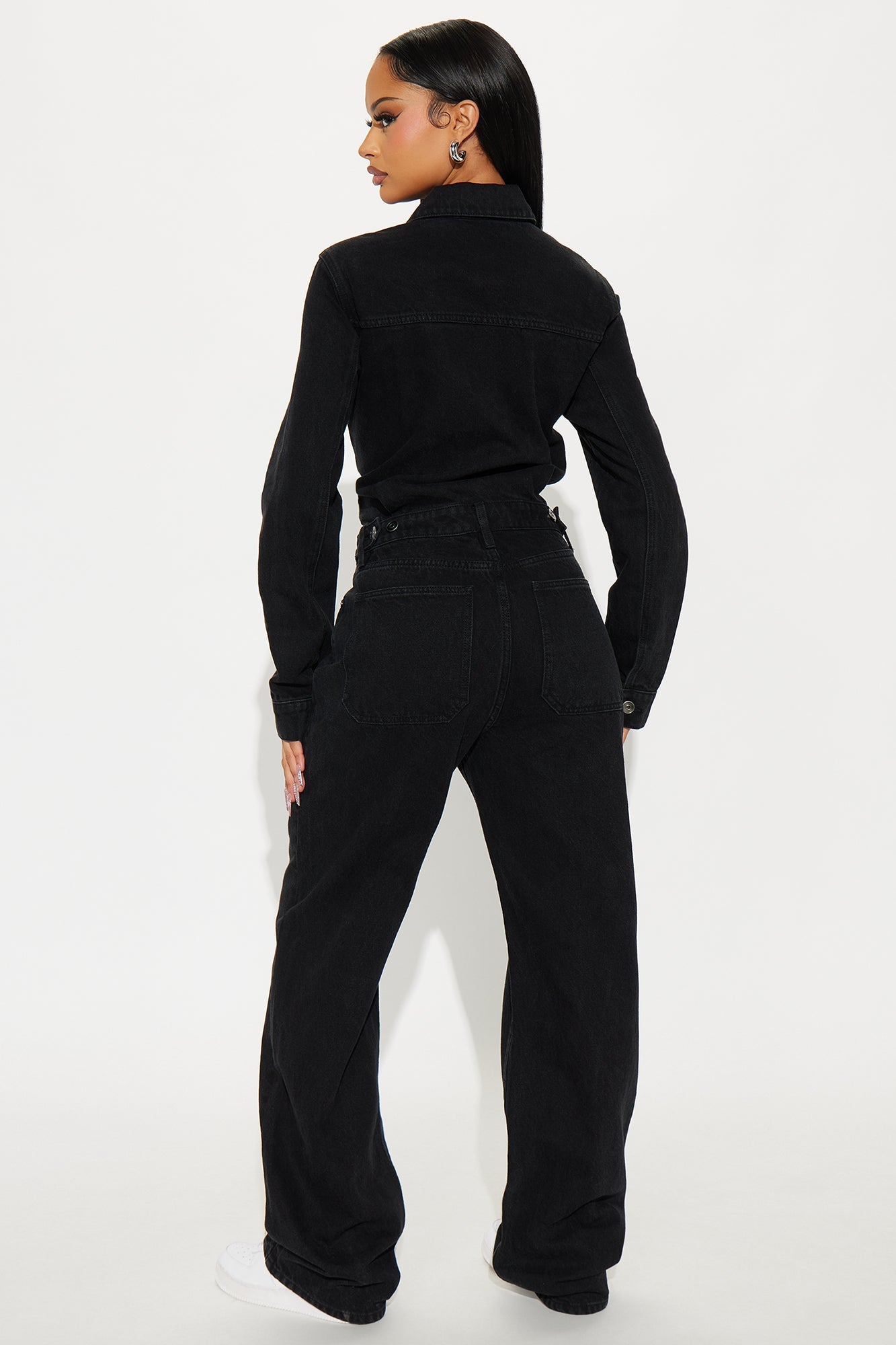 Denise Denim Wide Leg Jumpsuit - Black