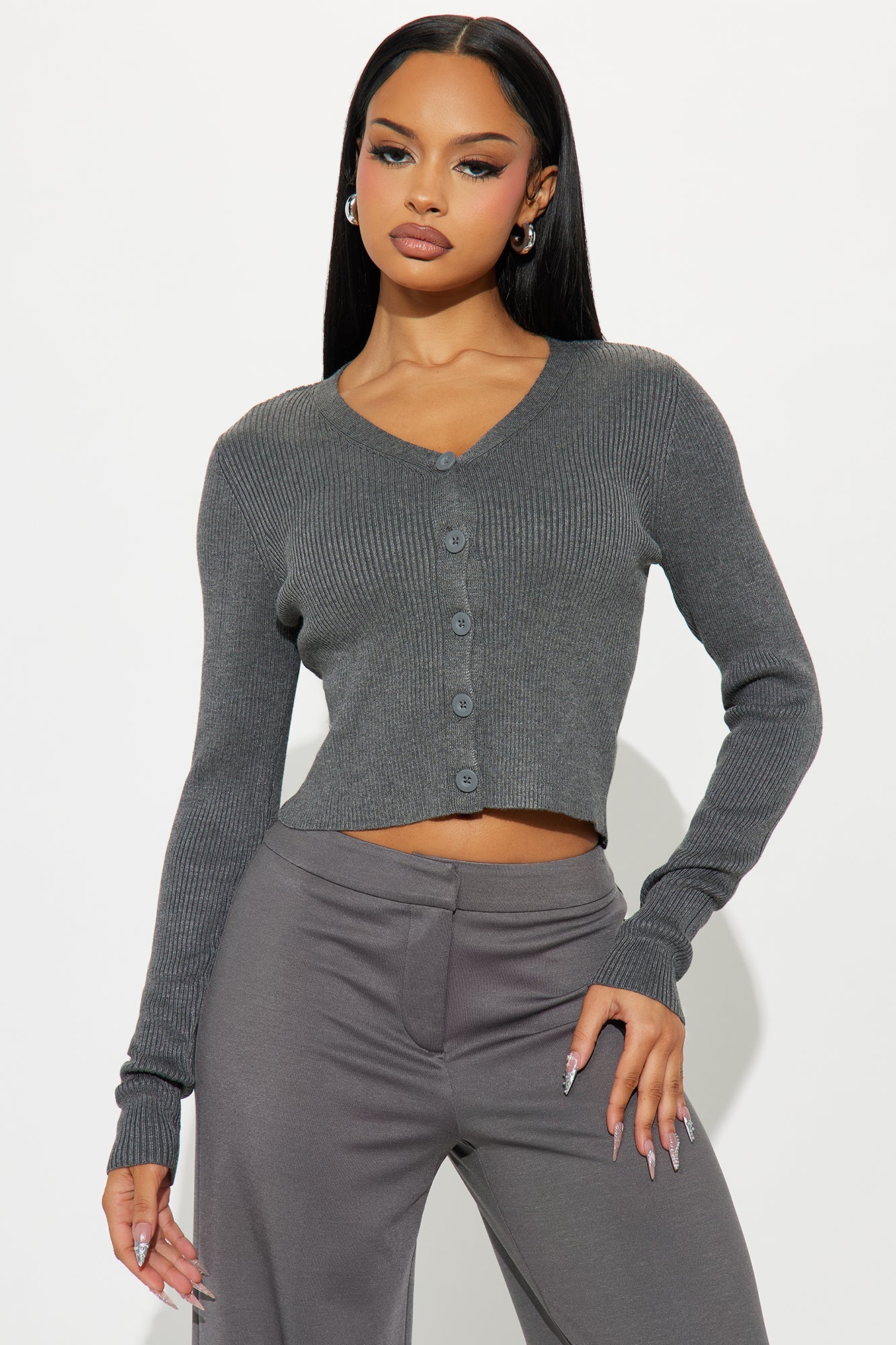 Comfort First Ribbed Cardigan - Heather Grey